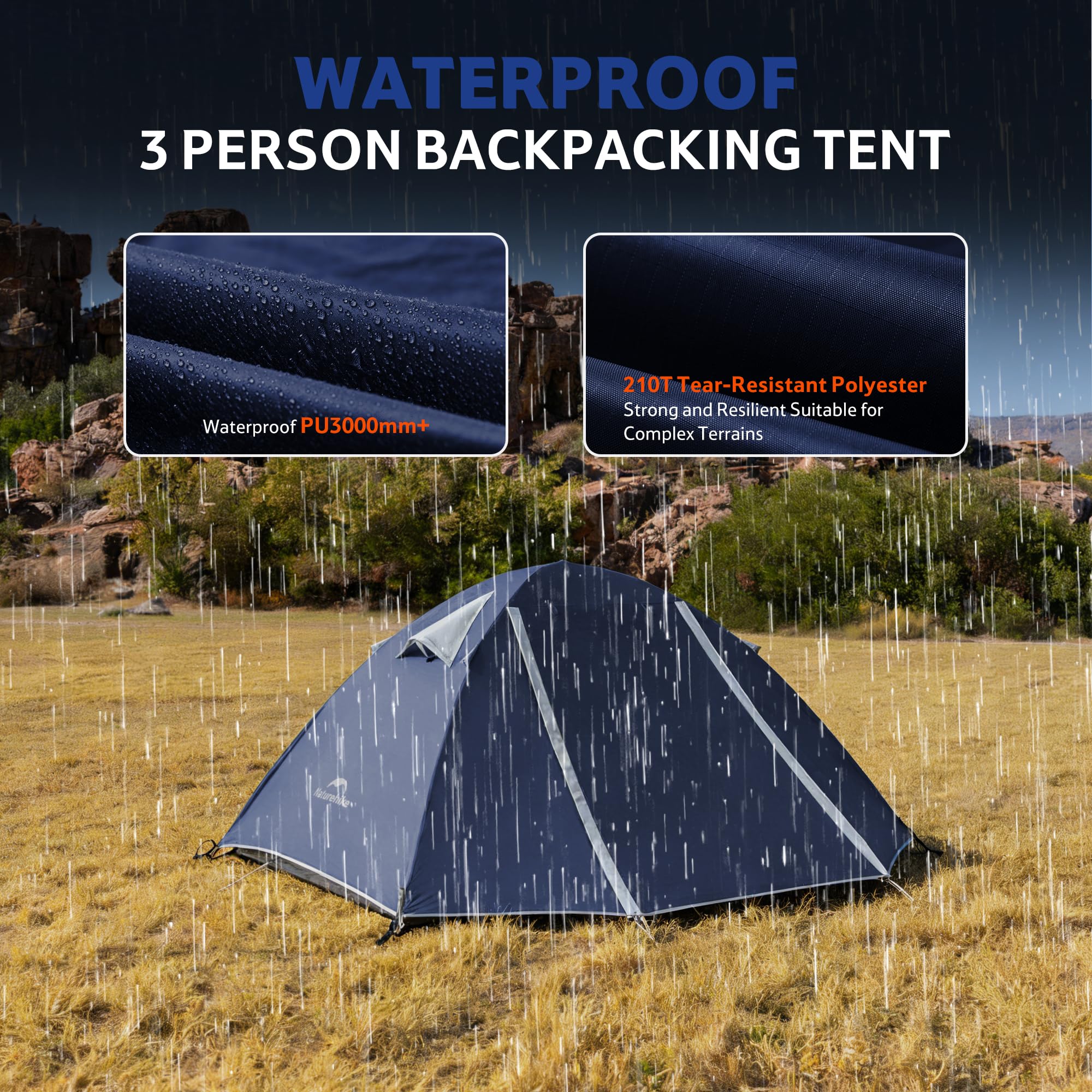 Naturehike Bleik Tenda a cupola ultraleggera per 2-3 persone, con 2 tende per campeggio, trekking e ciclismo