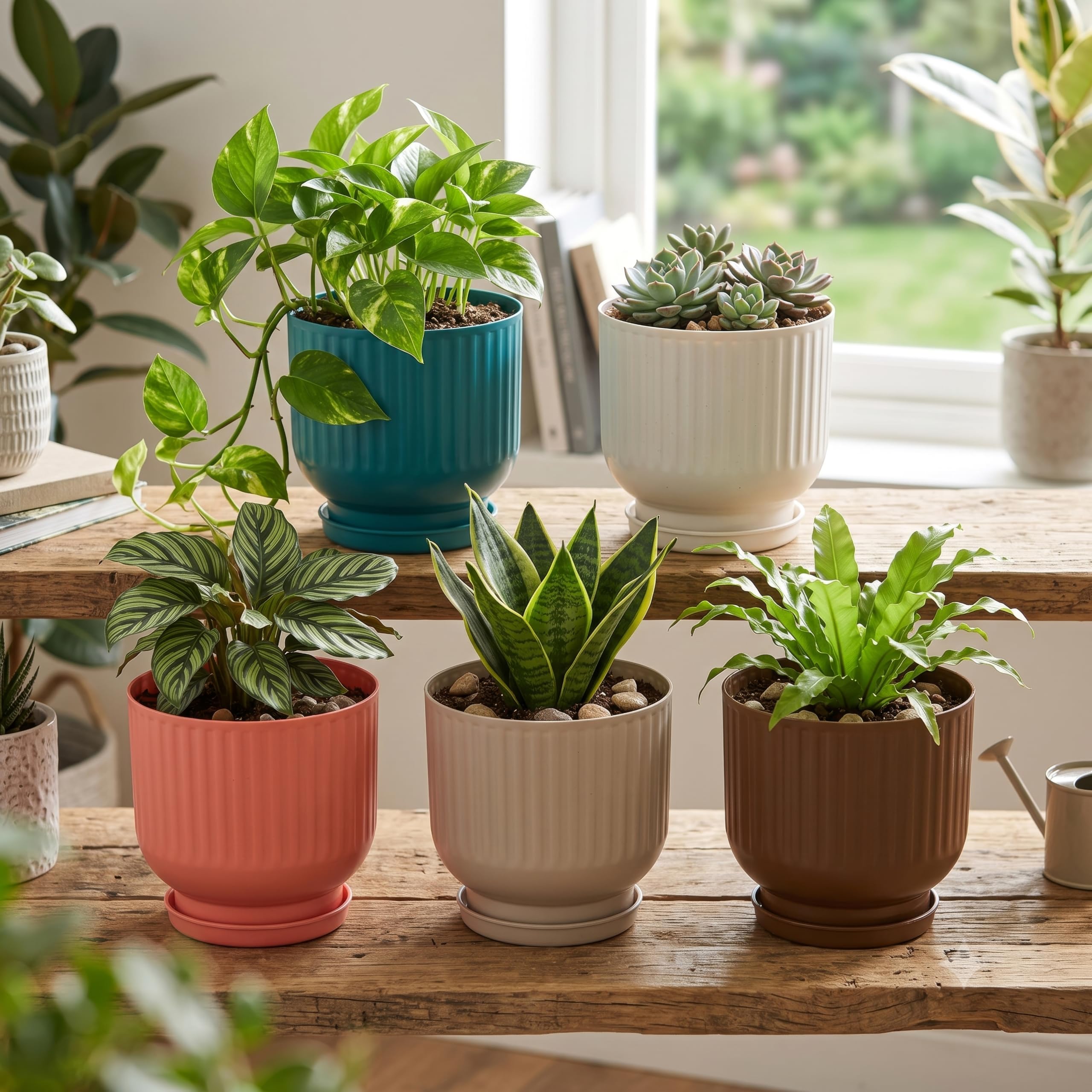 Colorful Flower Pots - Modern Plant Planters (Pack of 5) -5