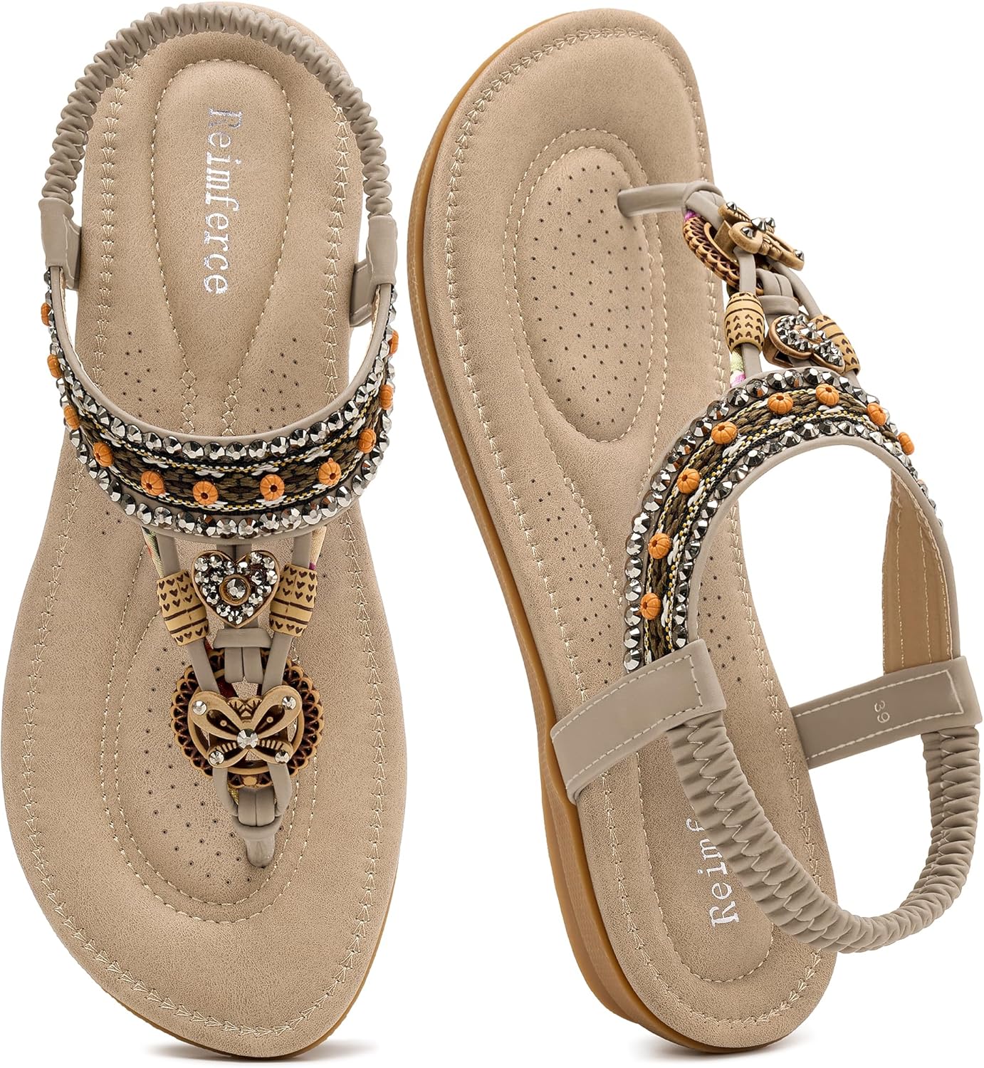 Reimferce Womens Dressy Flat Sandals: Elastic Ankle Strap & Non-Slip Outsole for Daily Walking in Summer - Breathable Cushioned Footbed for All-Day Comfort - Fashion Ladies