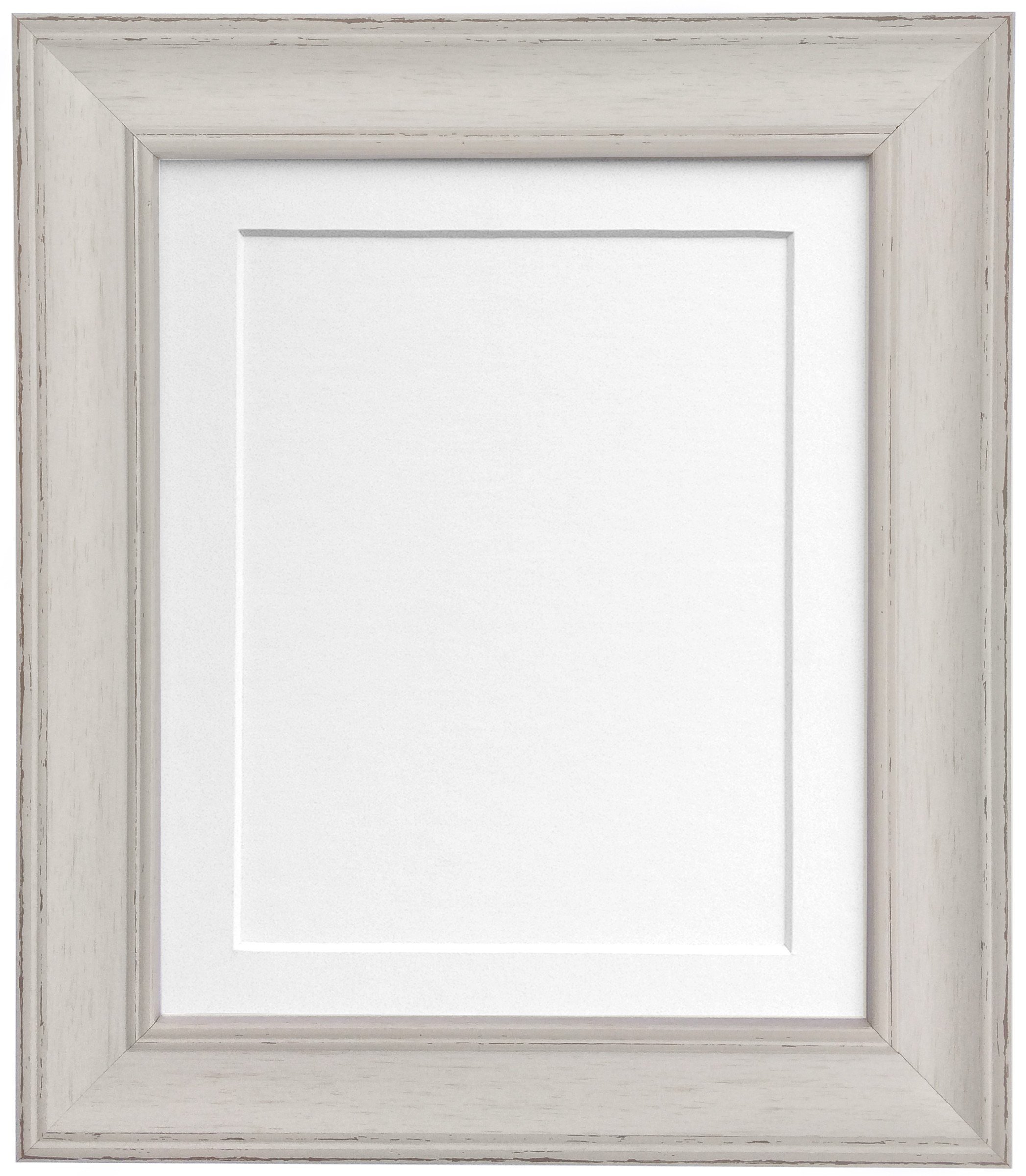 Scandi Vintage Distressed Ivory Grey Picture Photo Frame with White Mount A1 For Image size A2