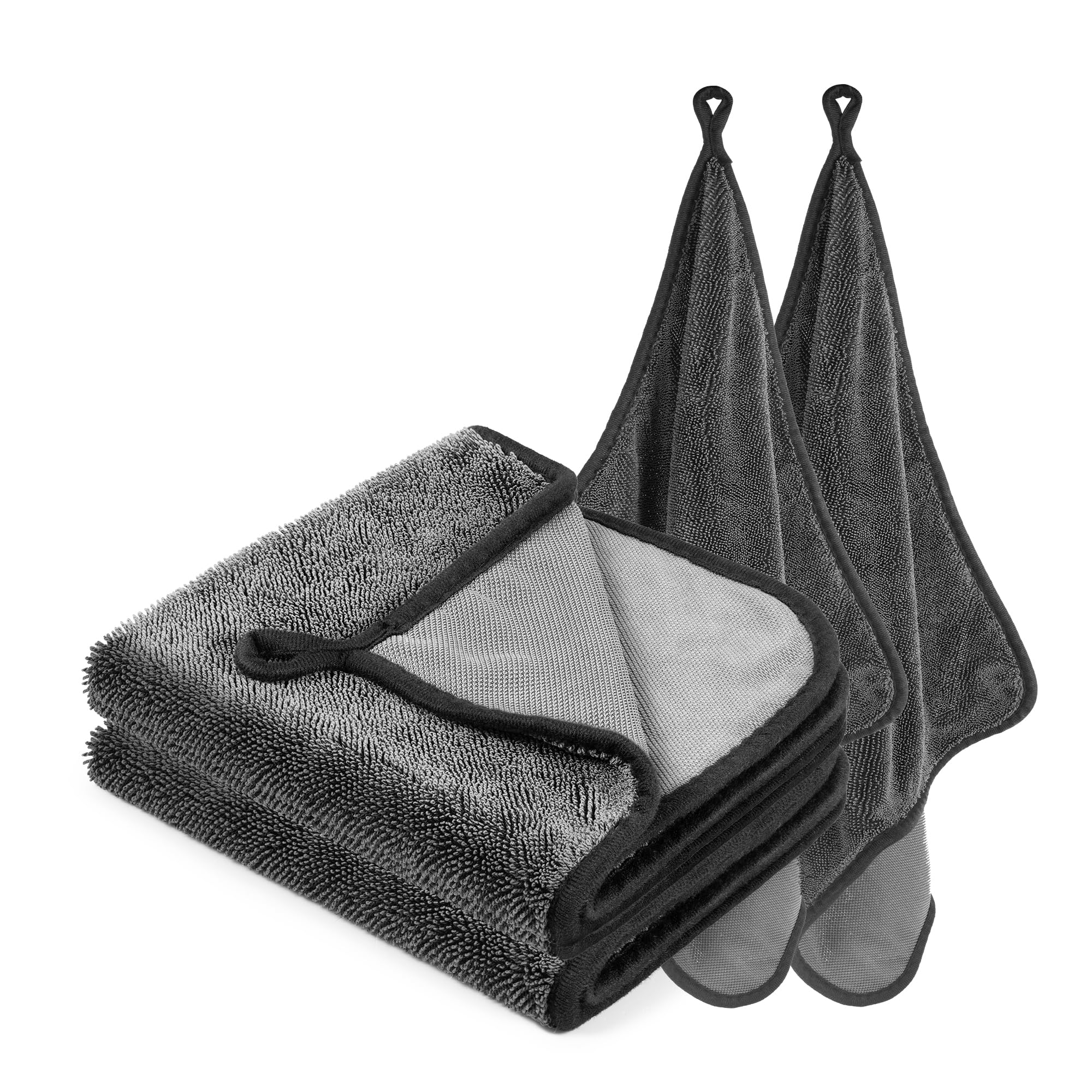 YIYIZI 2 Stück Trockentuch Dusche 40 x 40cm, 600GSM Mikrofasertücher Auto Trockentuch Saugstark, Streifenfrei und Kratzfrei, Poliertuch Auto für Autopflege, Dusche, Bad & Haushalt