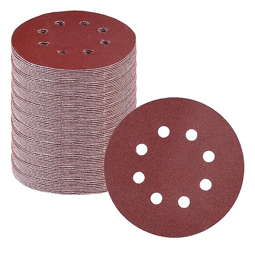 Miniatura 36 de WORKPRO 50 discos de lija de grano 60 – Papel de lija de 5 pulgadas con 8 agujeros de gancho y bucle para lijadora orbital aleatoria