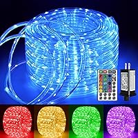 Ollny 33FT Outdoor Rope Lights, 100 LED Color Changing Waterproof String Lights with Remote, 18 Colors for Christmas Holiday Patio Party Decor