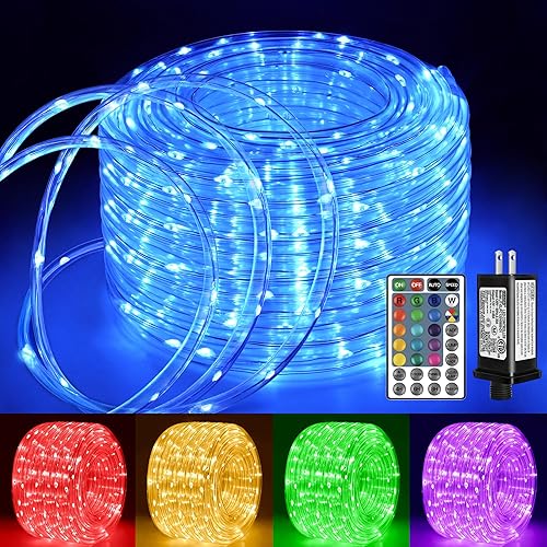 Miniatura 10 de Ollny Cuerda de luces para exteriores que cambian de color, 66 pies, 200 luces LED impermeables enchufables para exteriores con control remoto, 18