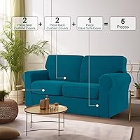 Vista 446 de CHUN YI - Funda elástica para sofá (7 piezas), funda para sofá de 3 plazas con tres respaldos y cojines separados con banda elástica, tela jacquard