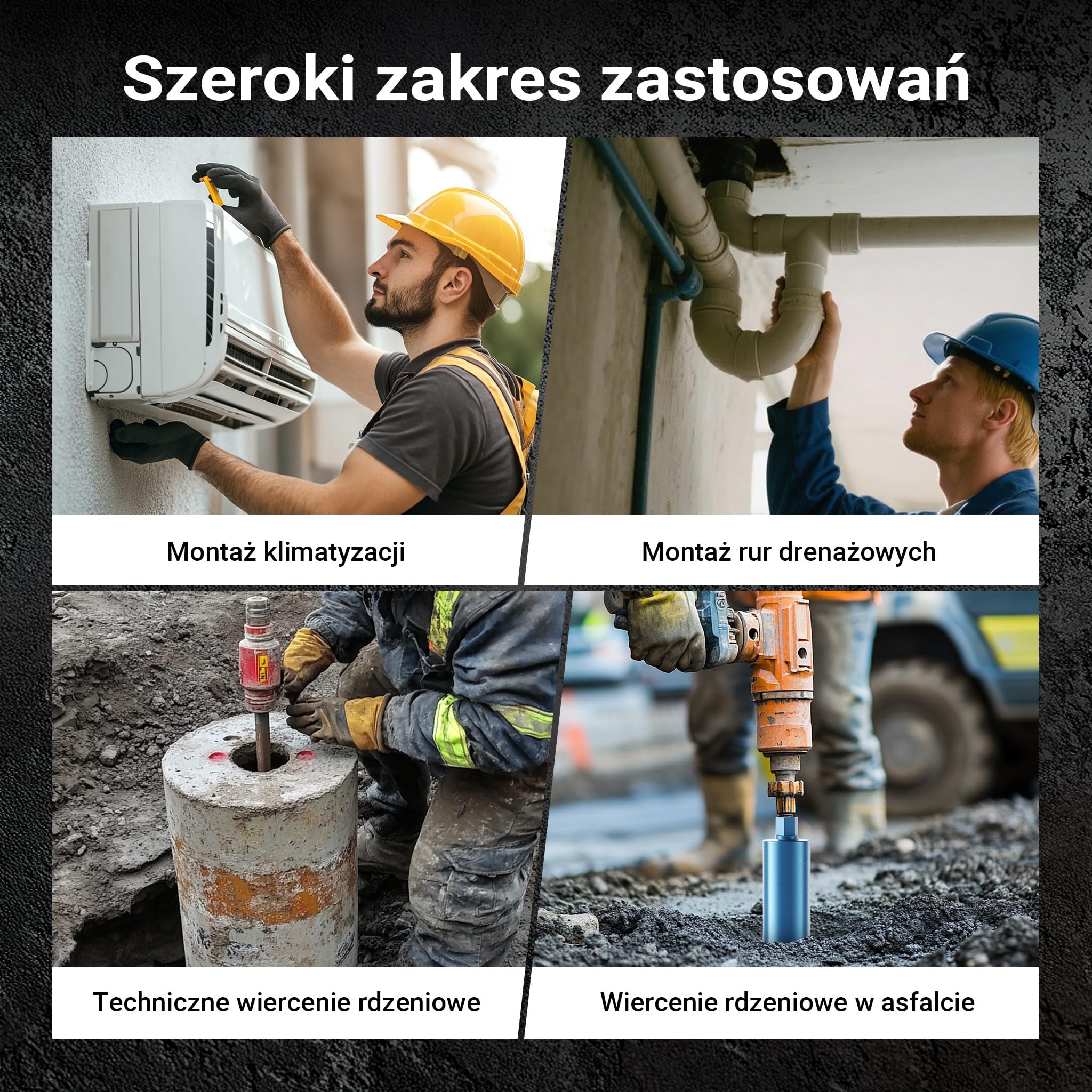 Wiltec Wiertło diamentowe koronowe typu Shark Ø 102 mm o długości 450 mm, 1¼ UNC, do wiercenia w betonie, kafelkach, kamienia i granitu