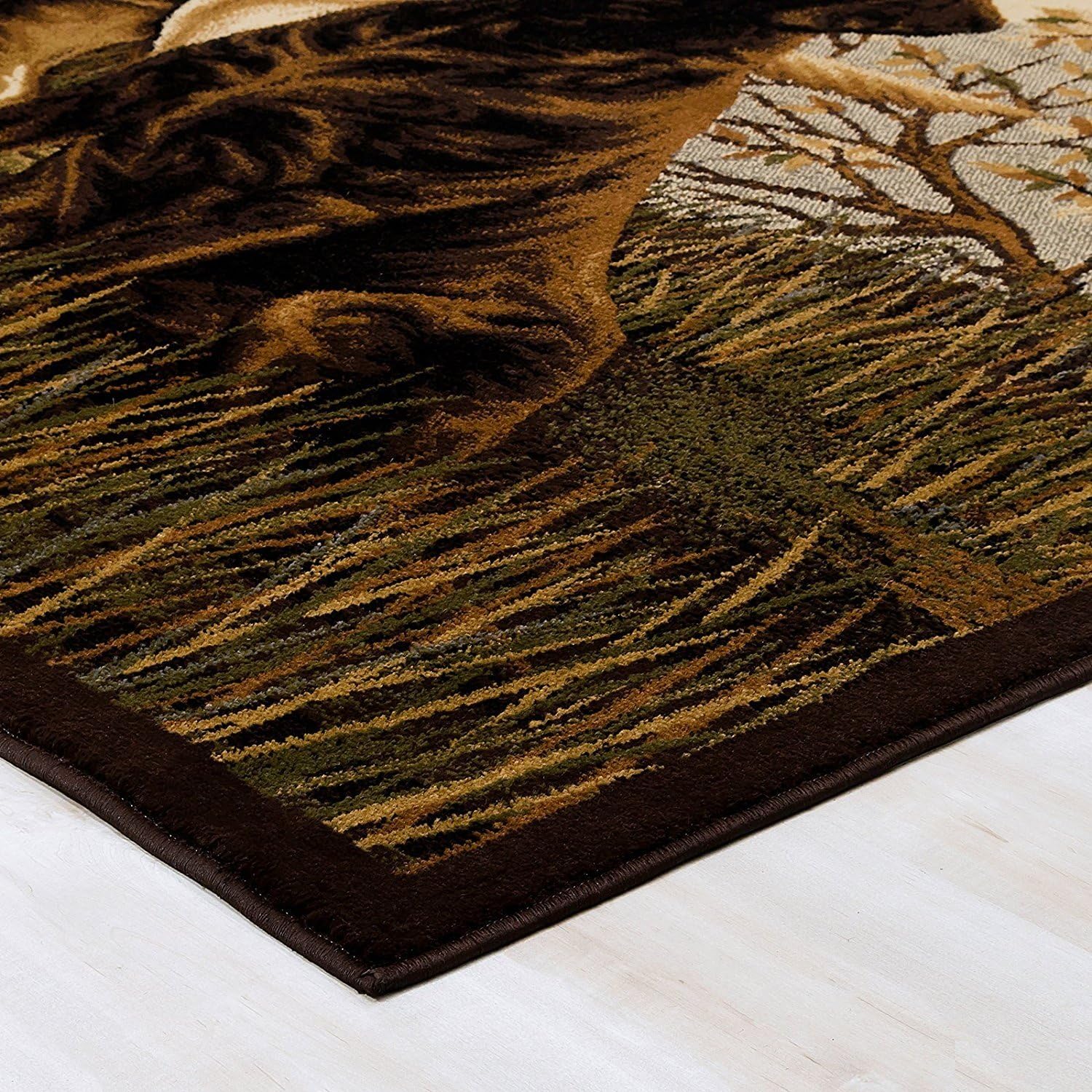 CR Wildlife Cabin Nature Labrador Retriever Scene Area Rug (5 Feet 3 Inch X 7 Feet 5 Inch)