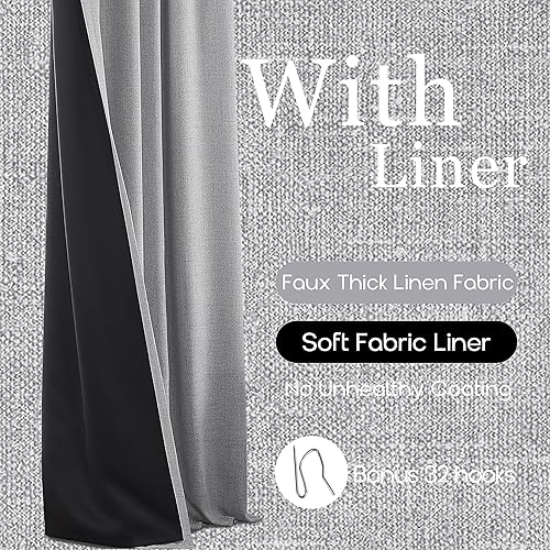 Miniatura 6 de PANELSBURG Cortinas de color gris claro de 96 pulgadas de largo para sala de estar, 2 paneles opacos, oscurecimiento de la habitación, oficina en