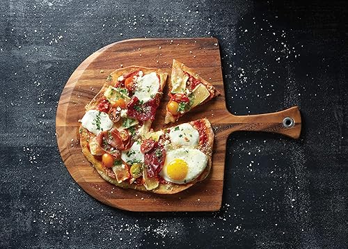 Miniatura 3 de Tabla Gourmet de madera de acacia de piel para pizza, Pala para pizza