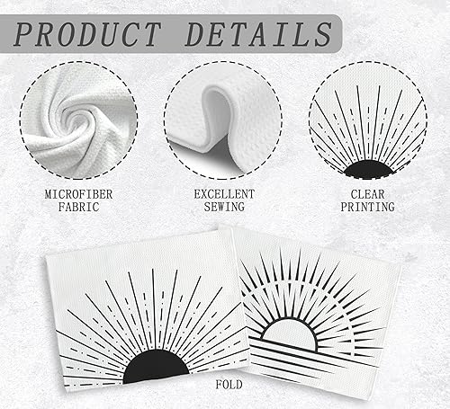 Miniatura 102 de You are My Sunshine - Juego de 2 toallas de cocina y paños de cocina y paños de cocina bohemios absorbentes, toallas de mano para baño y cocina