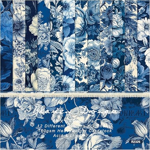 Bloc de papel para álbum de recortes, papel de cartulina floral de 6 x 6 pulgadas, 24 hojas de papel de patrón floreciente de flores de una cara, 12