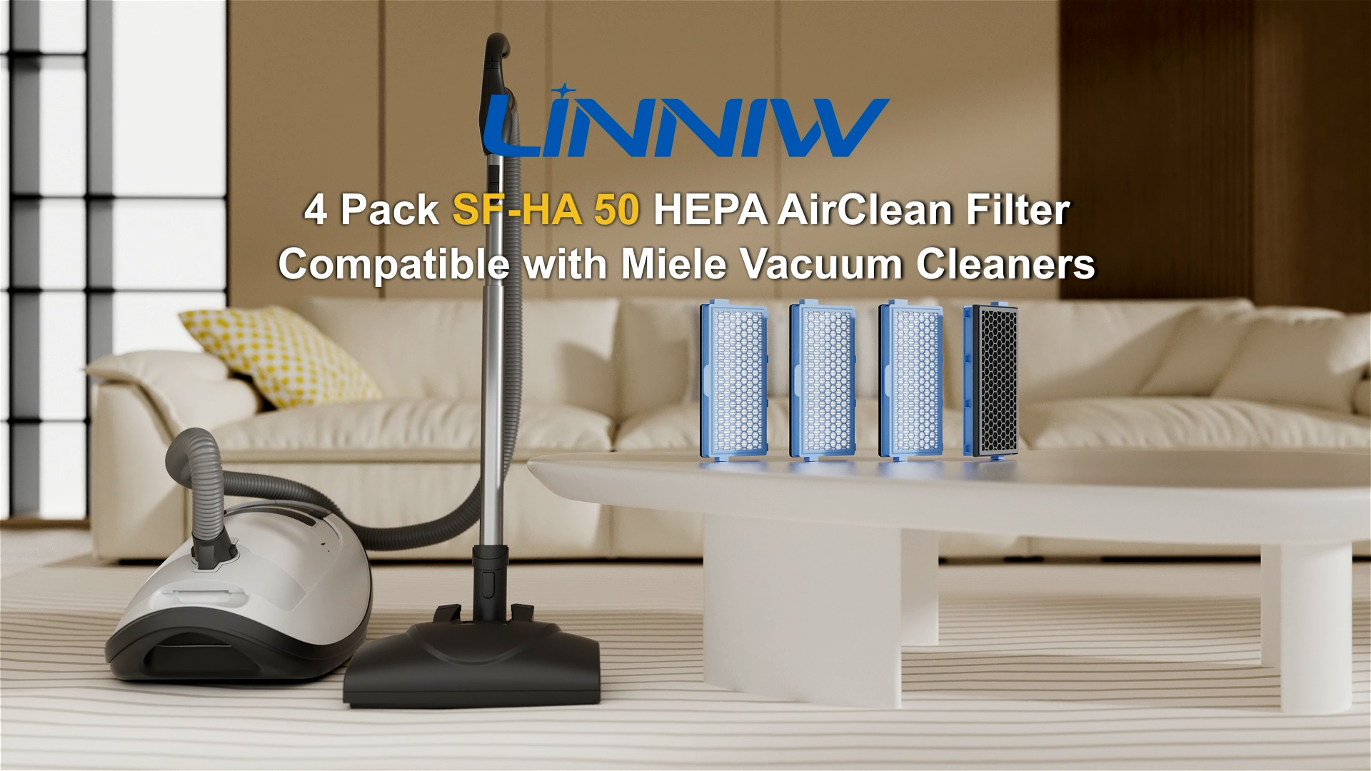 Image of 3 Pack SF-HA 50 Filters, Only Compatible with Miele Compact C1 & C2, Complete C2 & C3, S8340, S4, S5, S6, S8, S4000-S8999 and Guard L1 / M1 / S1 Vacuum Cleaners-NOT for Classic C1 or Complete C1