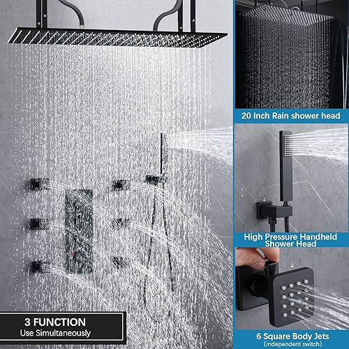 Miniatura 54 de Chorros de ducha de latón macizo (actualizado), rociador redondo para masaje, cuerpo de ducha, chorros de cuerpo de ducha con interruptor