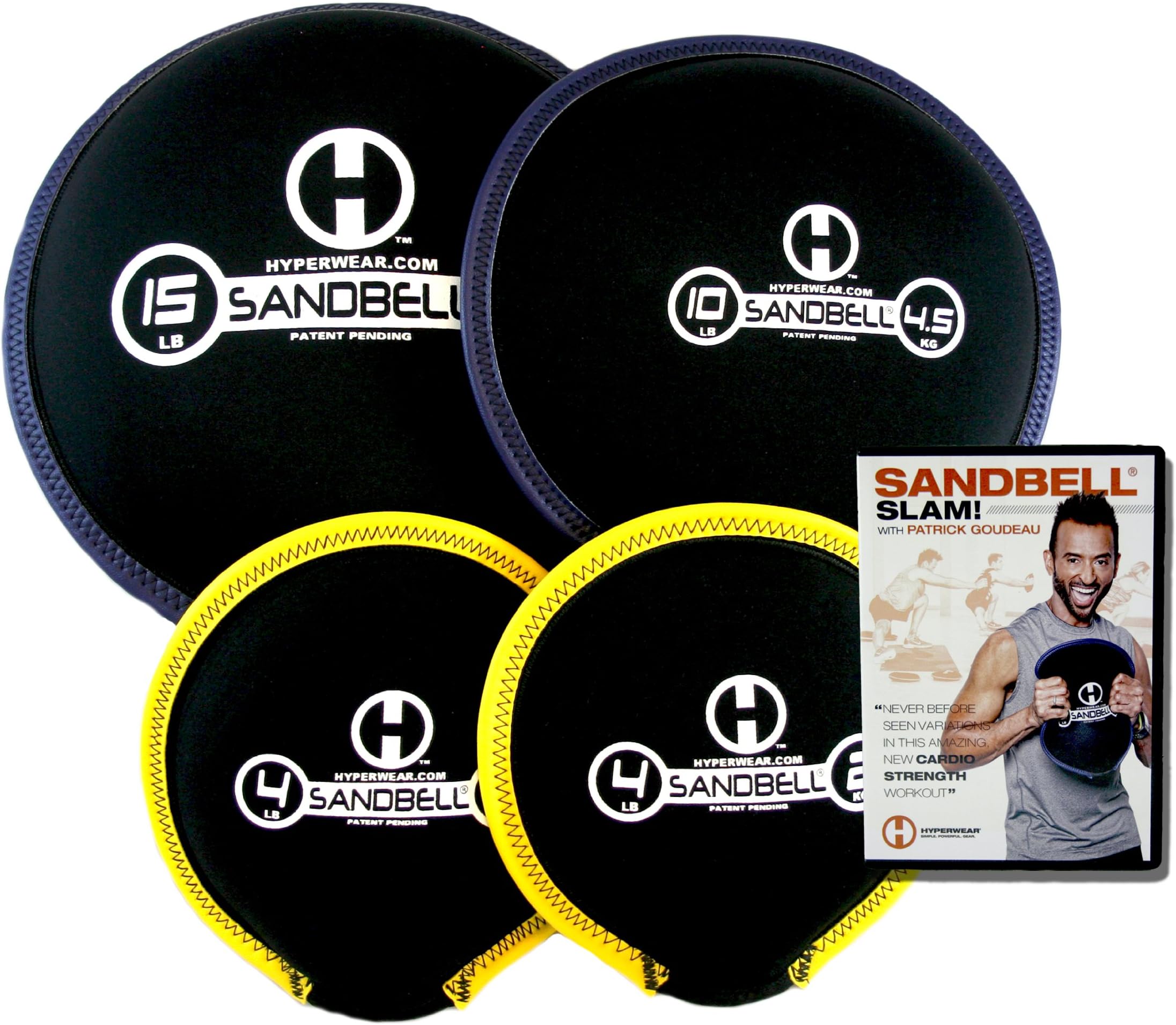Hyperwear SandBell SLAM! Pre-Filled Weights Workout Intro DVD Bundle with 4 SandBells