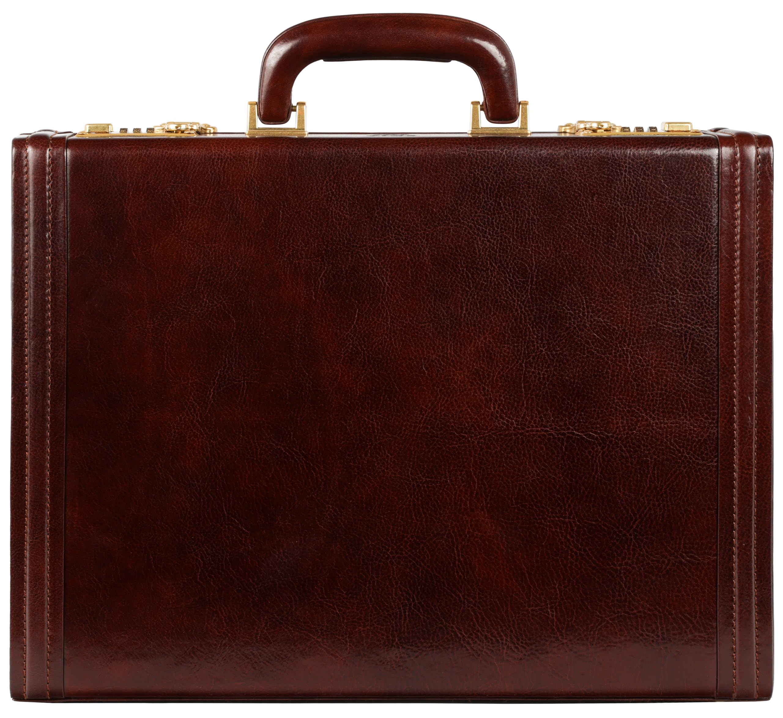 Time Resistance Valigetta in Pelle - Cartella in Pelle Italiana Pieno Fiore - Borsa per Laptop fino a 15" - Valigetta Rigida con Serratura