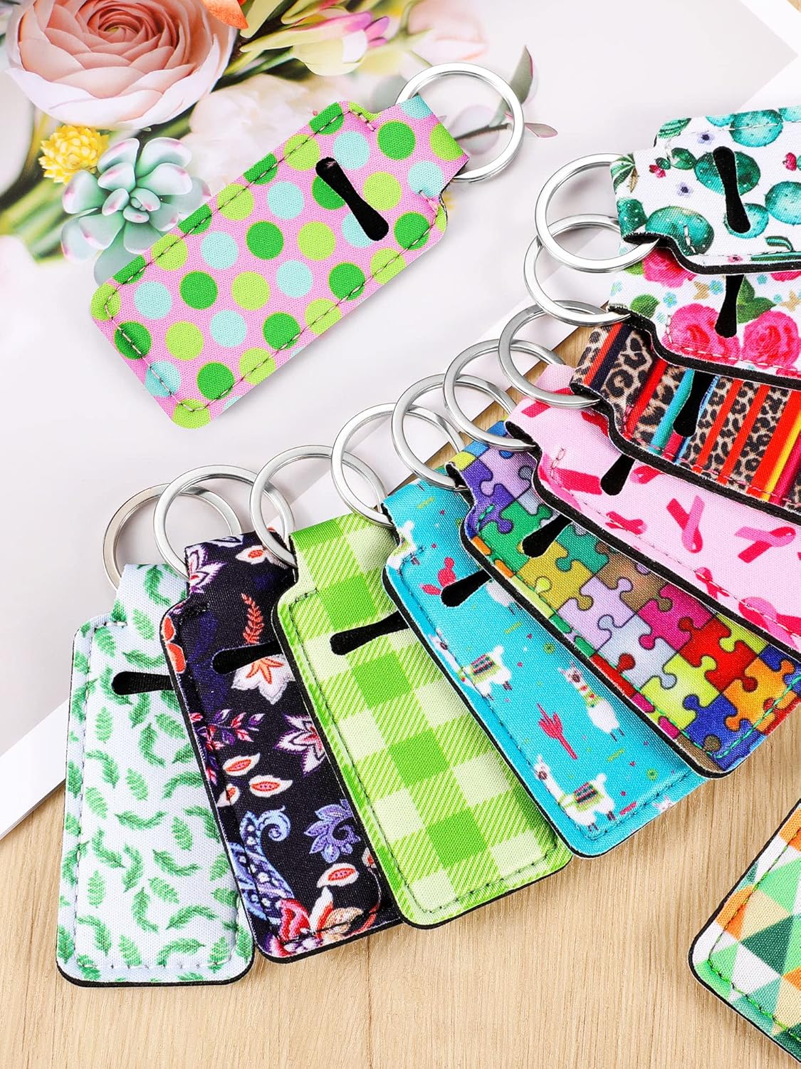 Patelai 40 Pieces Lipstick Holder Keychain and Neoprene Wristlet Set Includes 10 Lipstick Holder Keychain and 10 Wristlet Lanyards for Women Bag Accessories Graduation Gifts - Image 5