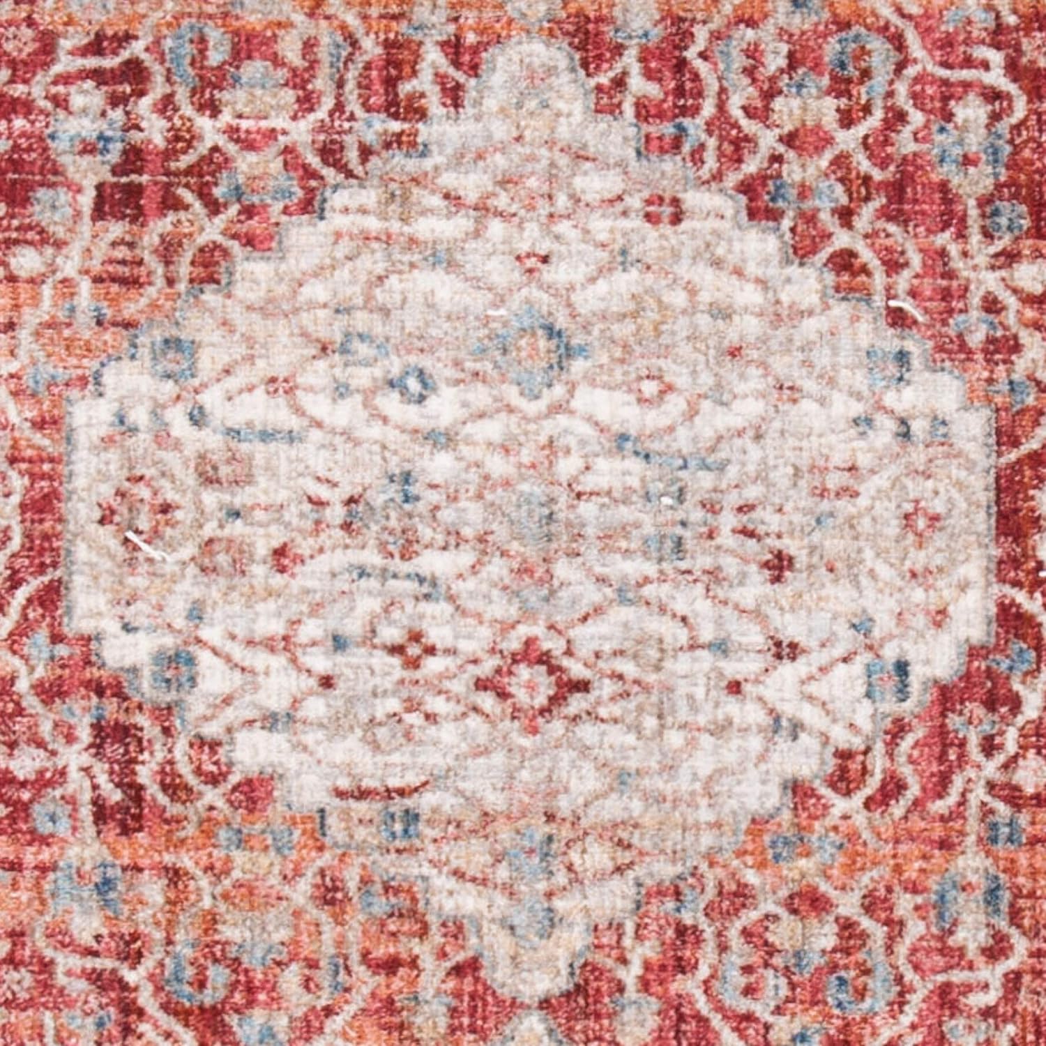 SAFAVIEH Kenitra Collection Runner Rug - 2'2" x 10', Red & Beige, Vintage Oriental Distressed Design, Non-Shedding & Easy Care, Ideal for High Traffic Areas in Living Room, Bedroom (KRA661R)