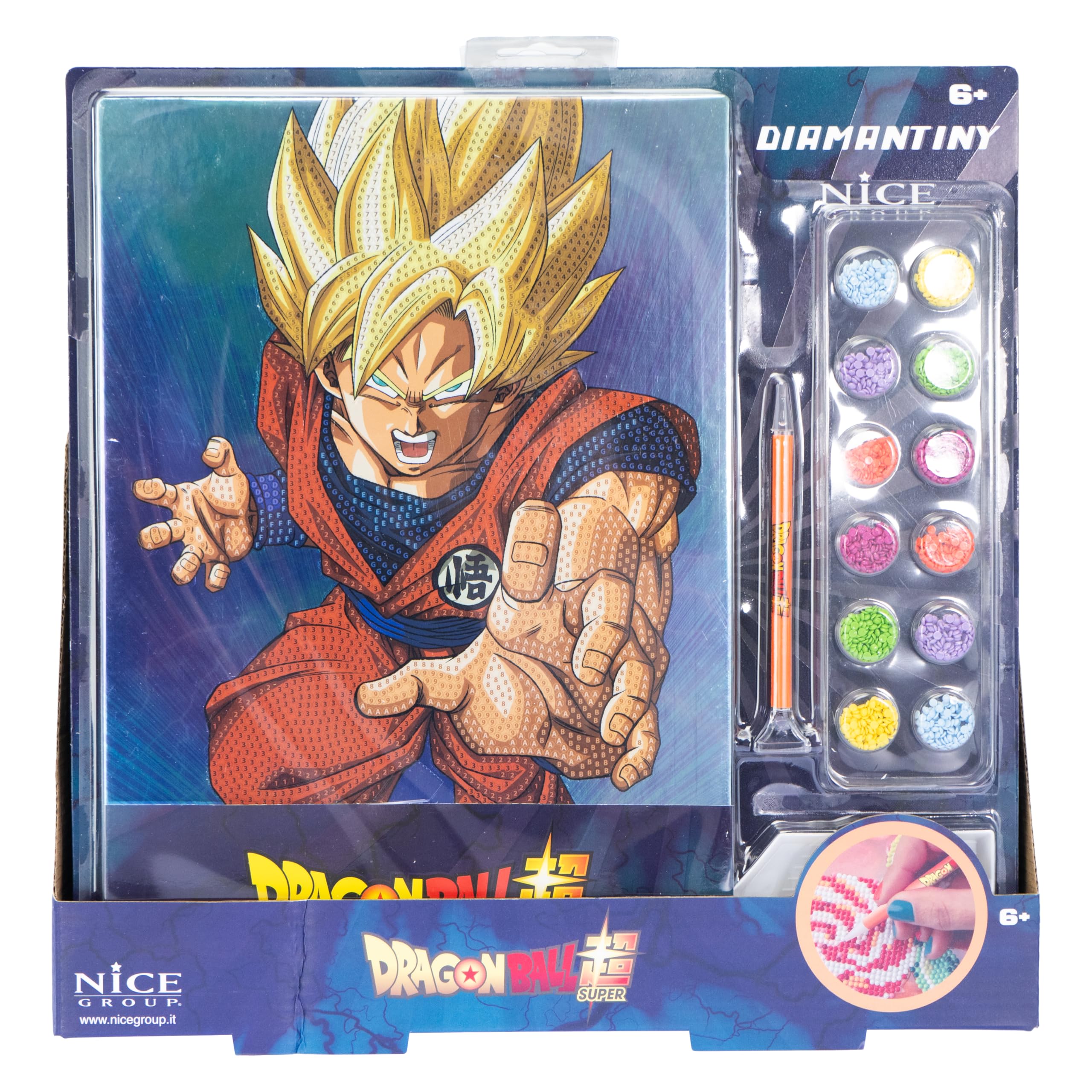 DIAMANTINY - Dragon Ball Battle - Kit crea il Mosaico, Attività Crystal Art, 1 quadro