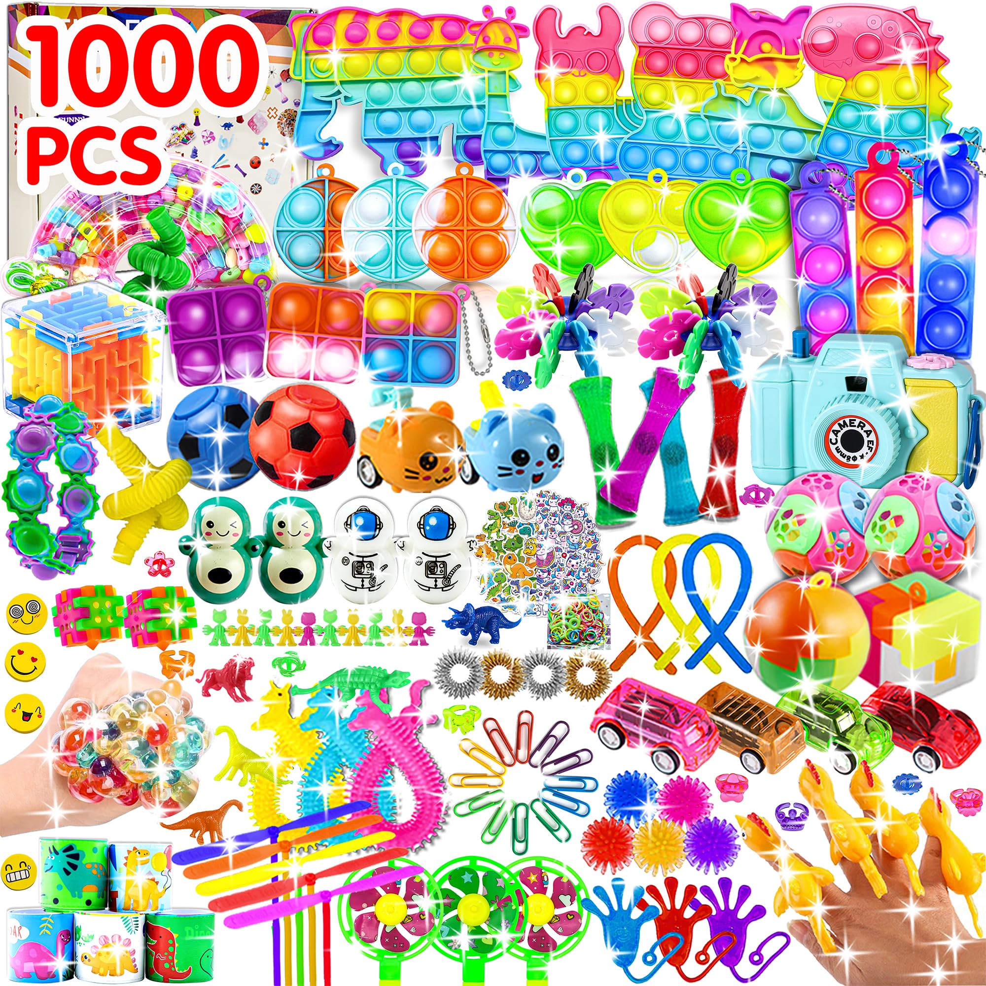 1000pcs Party Favors for Kids, Fidget Toys Pack, Birthday Gifts, Classroom Prize Boxes, Treasure Box, Goodie Bag Stuffers,Carnival Prizes, Easter Eggs Fillers