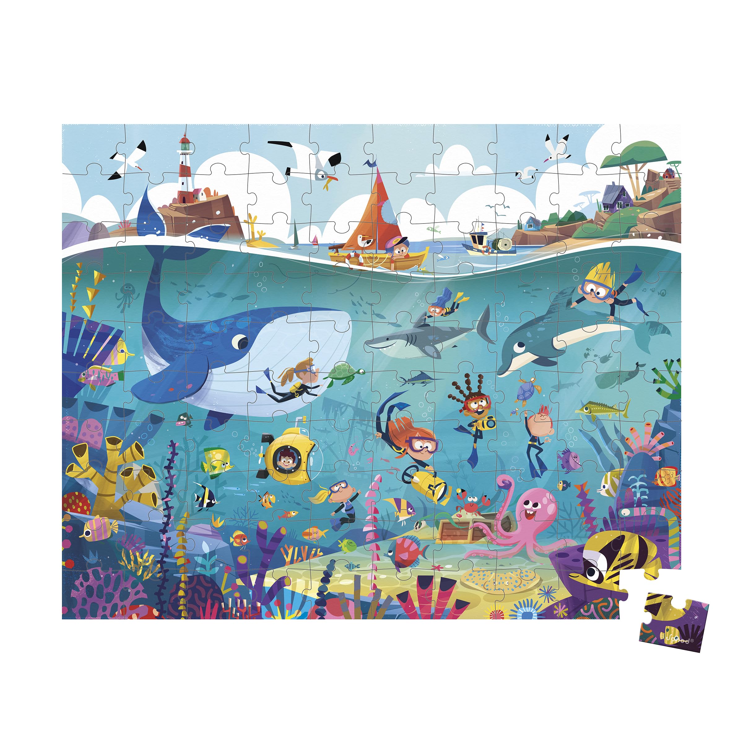 Janod - Puzzle educativo Ballerine - 100 pezzi + poster - Prodotto in Francia - Cartone FSC - Dai 6 anni - Pratica valigetta