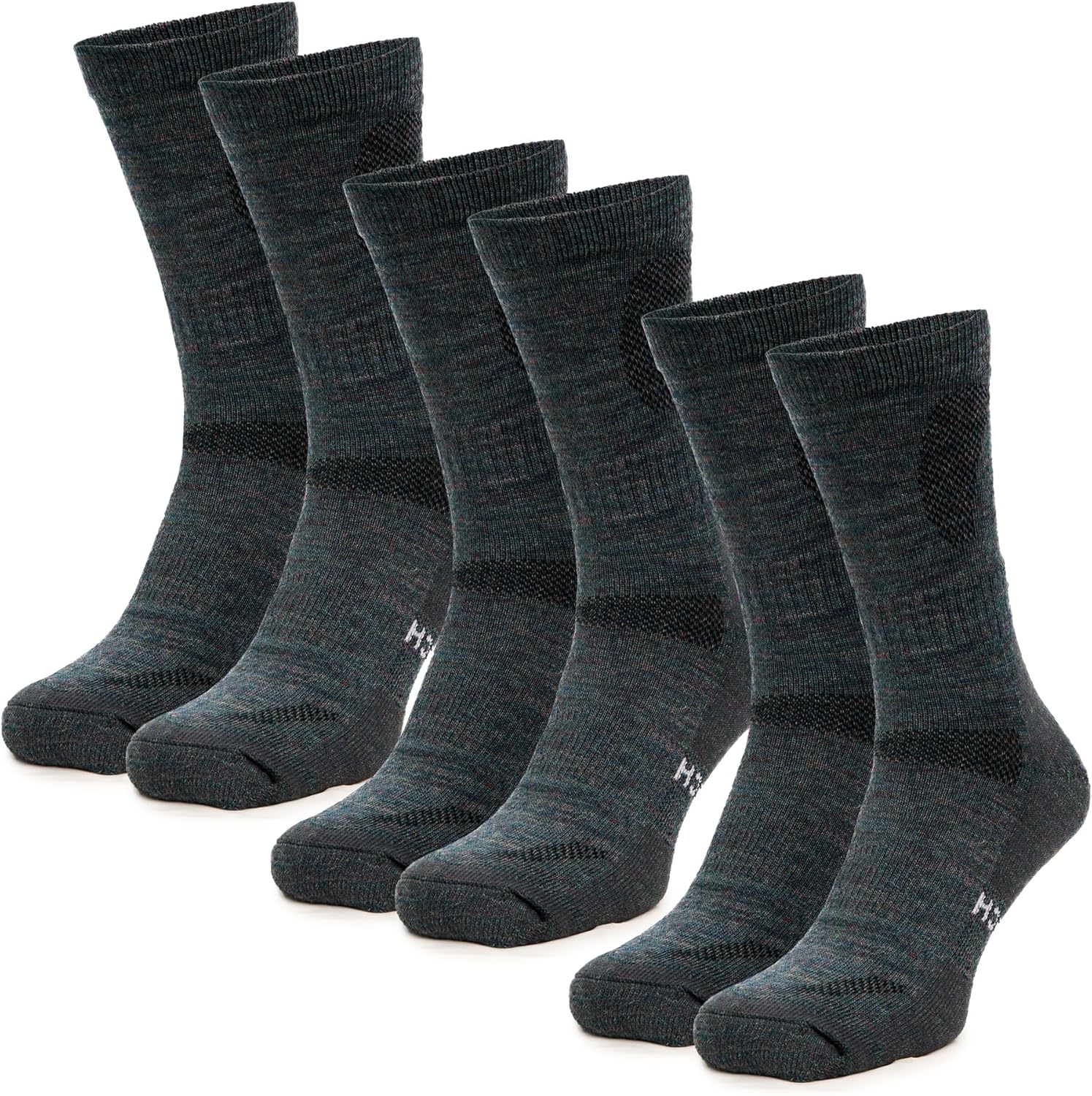 Merino.tech Merino Wool Socks for Women And Men - Merino Wool Hiking Socks Crew Style Dark Green Pack of 3 4-8