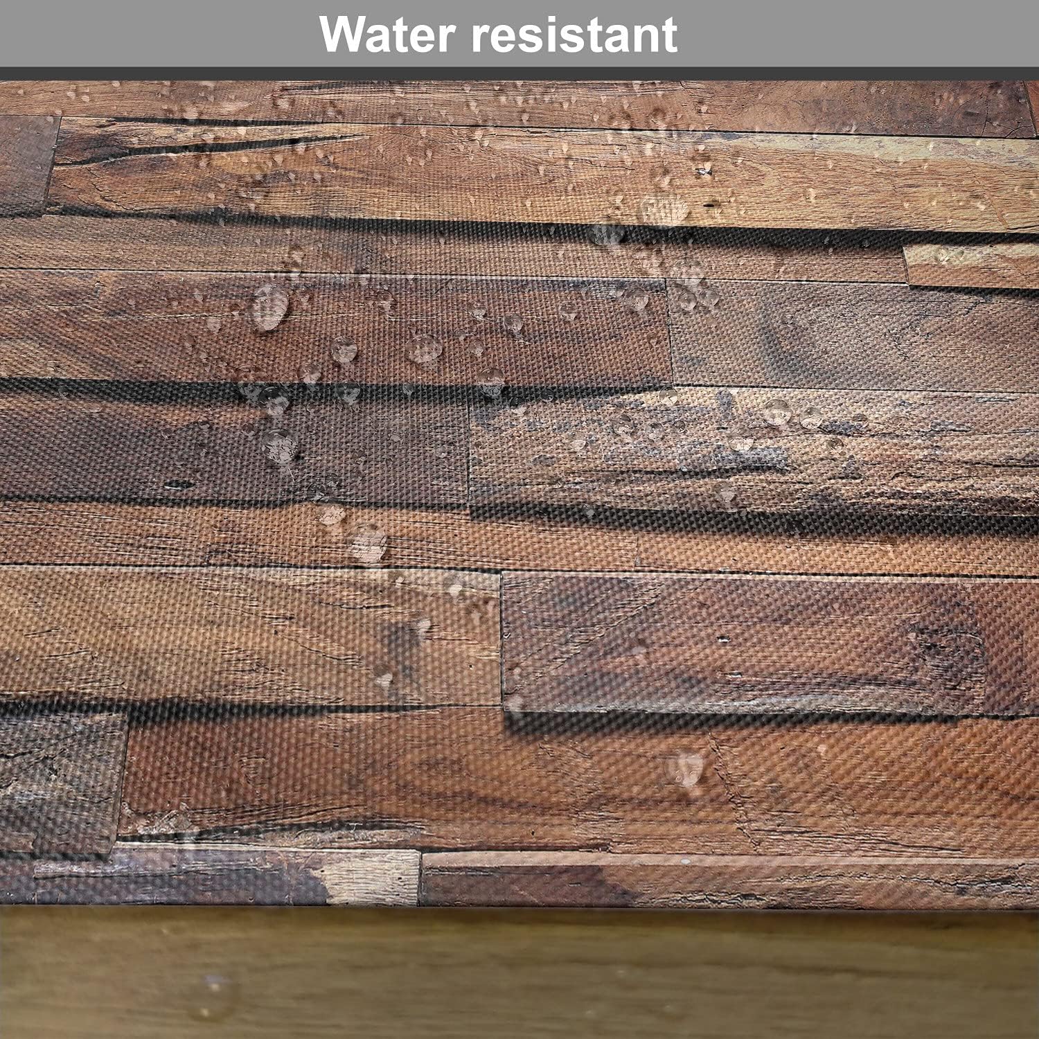 Lunarable Wooden Print Place Mats Set of 4, Old Ruined Rustic Planks in Horizontal Order Construction Country House, Washable Fabric Placemats for Dining Table, Standard Size, Cinnamon Umber