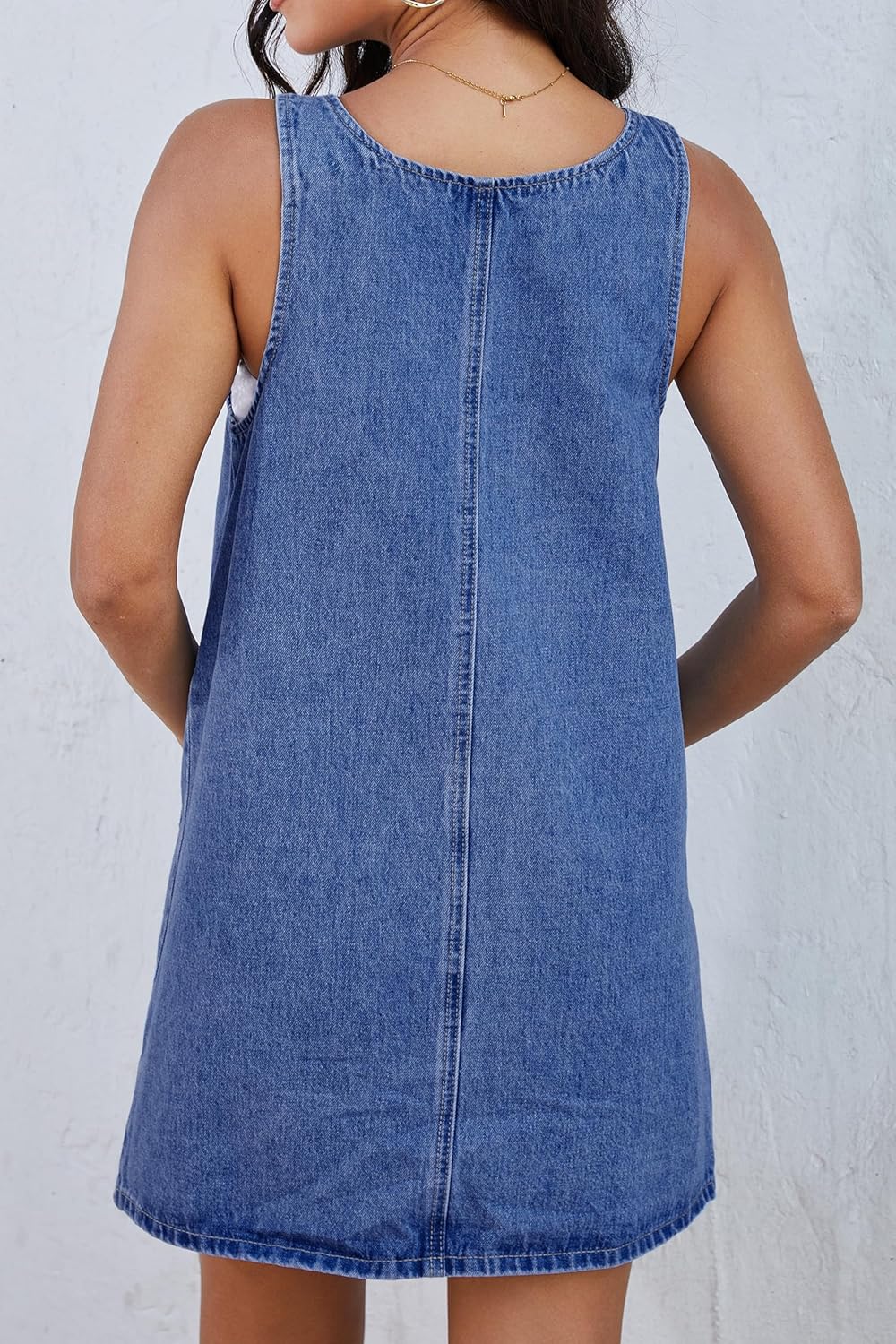 Jumppmile Women's Denim Overall Dress Jean Jumper with Adjustable Straps Pockets Effortless Daily Wear for Spring Summer Fall - Image 3