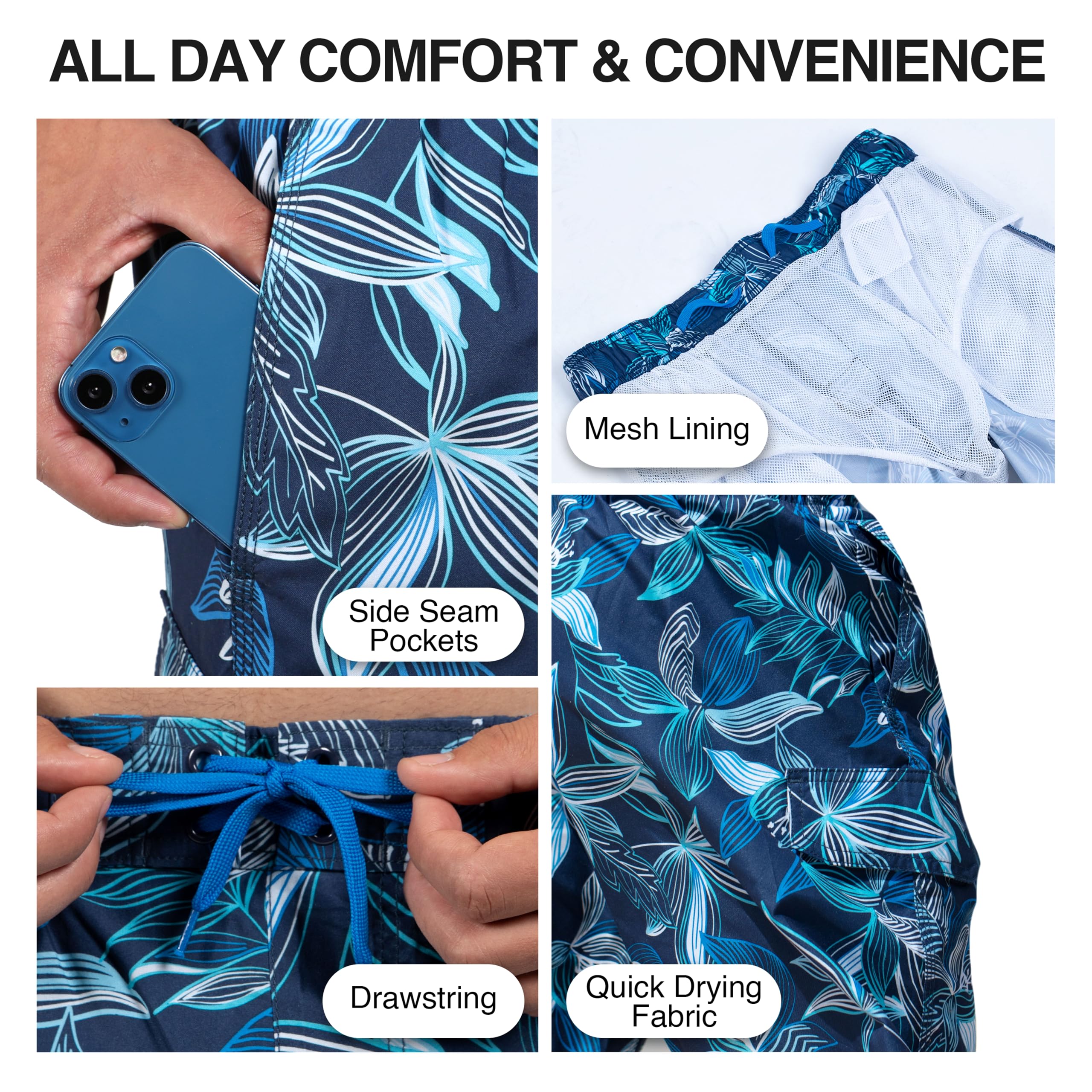 Kanu Surf Bañador de Pantorrilla (Tamaños Normales Y Ampliados) Bañador para Hombre Hombre