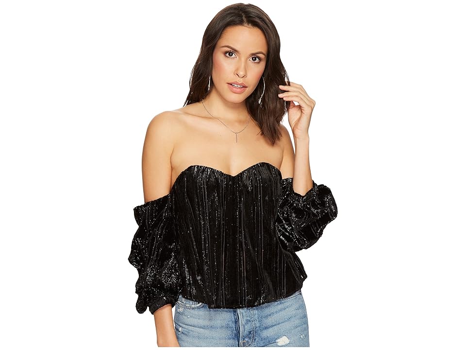 

ASTR the Label Tasha Top (Black Velvet Stripe) Women's Clothing