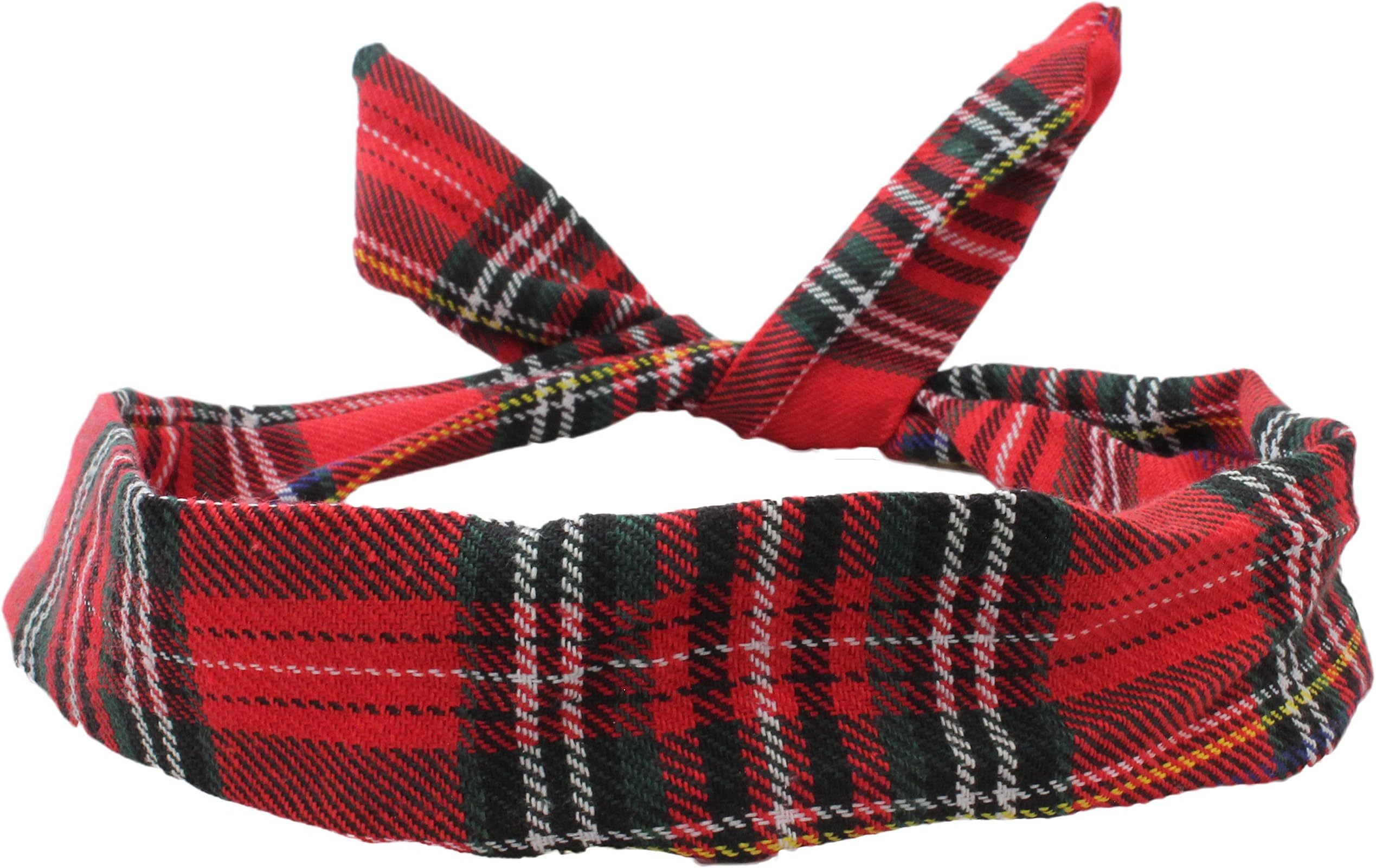 Wire Headband Retro Wired Head Scarf Rockabilly Hair Band Wrap Vintage Tartan Red by Cherry on Top