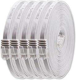 1aTTack.de 1,5m - bianco - 5 pezzi - Cavo di Rete Ethernet Cat6 Piatto Lan Gigabit RJ45 Cat 6 compatibile Cat5 Cat5e Cat7 Cat8