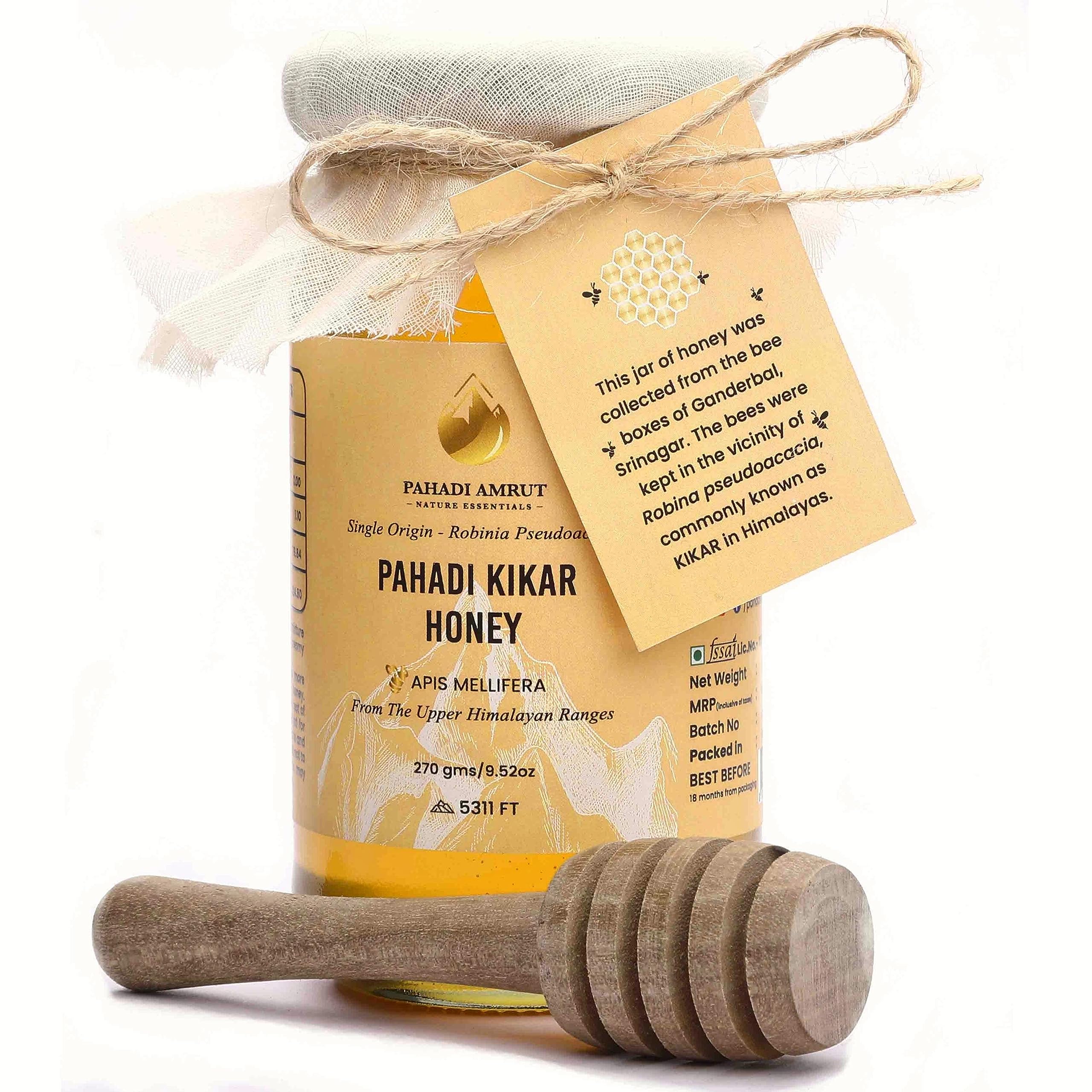 Pahadi Amrut Kikar Honey with Wooden Honey Dipper | Single Origin Raw Himalayan Acacia Honey | 100% Raw and Unprocessed, 500g (B0BLLDLTNB) Amazon Price History, Amazon Price Tracker