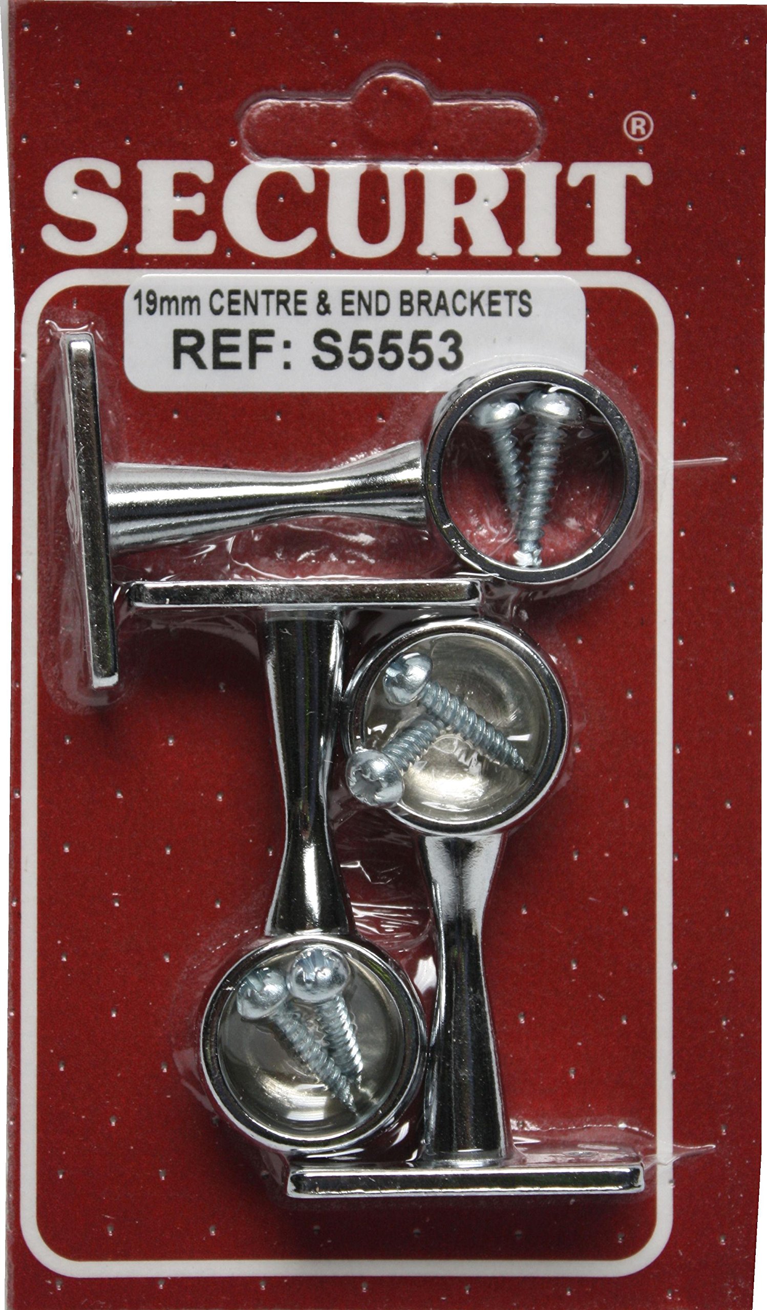 Securit S5553 1 Centre & 2 End Bracket Chrome 19mm