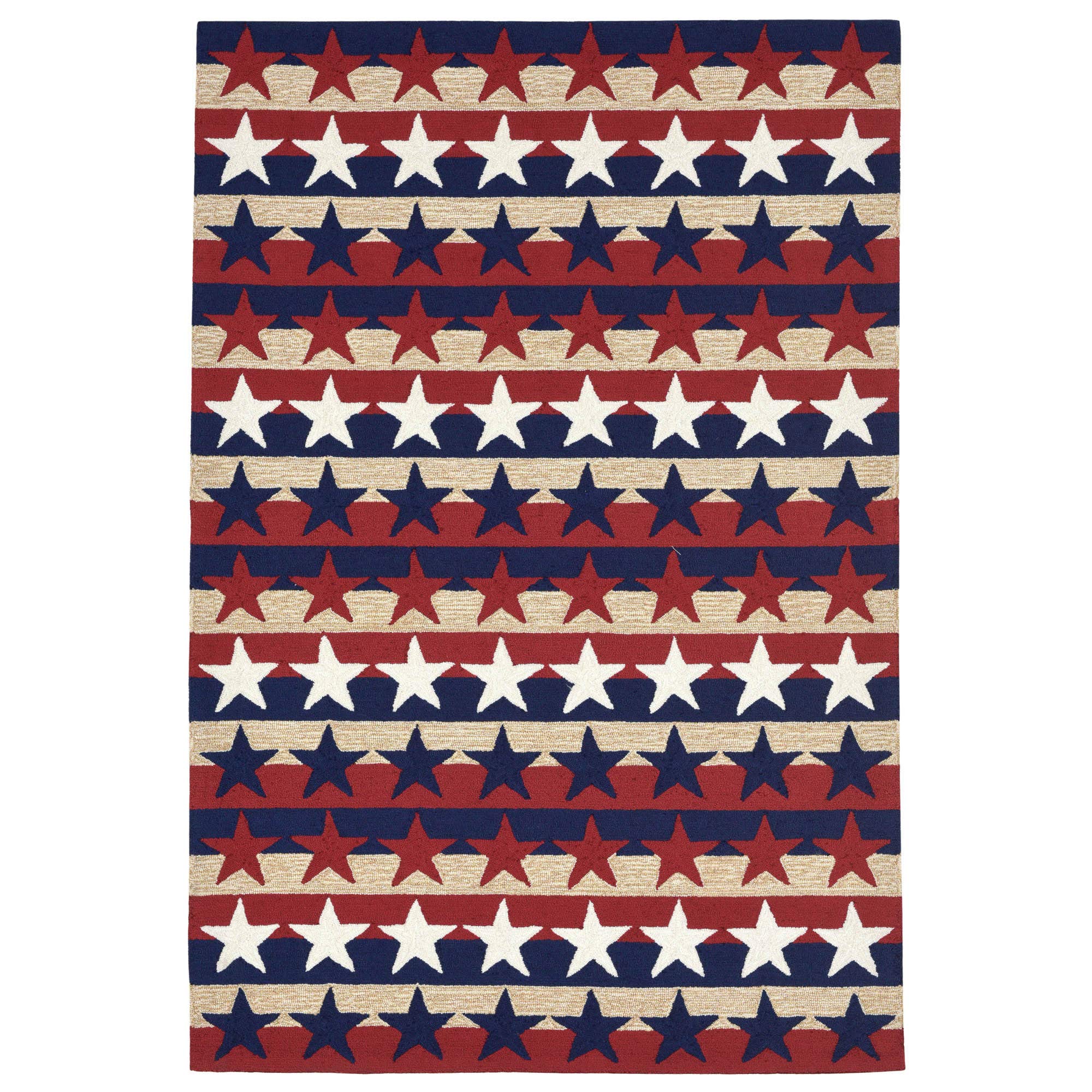Liora Manne 1804/14 Front Porch Stars & Stripes America Indoor/Outdoor Rug, 2'6" X 4', Red and Blue