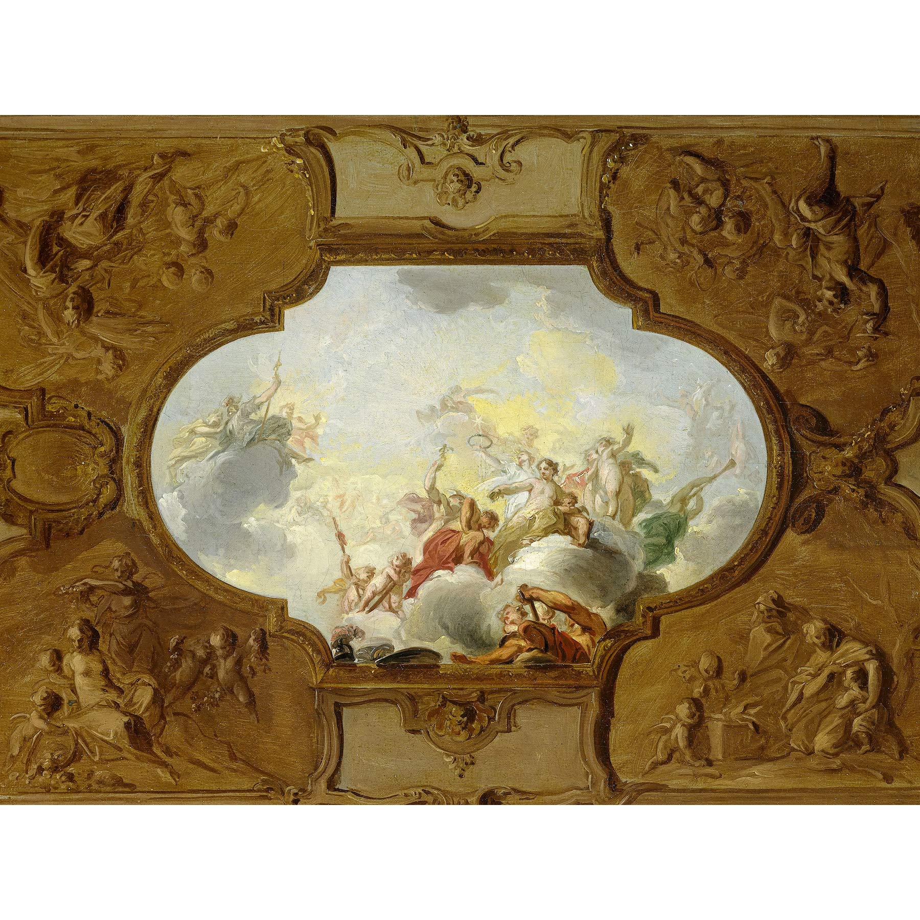 De Wit Apotheosis Of Aeneas Ceiling Study Premium Wall Art Canvas Print 18X24 Inch