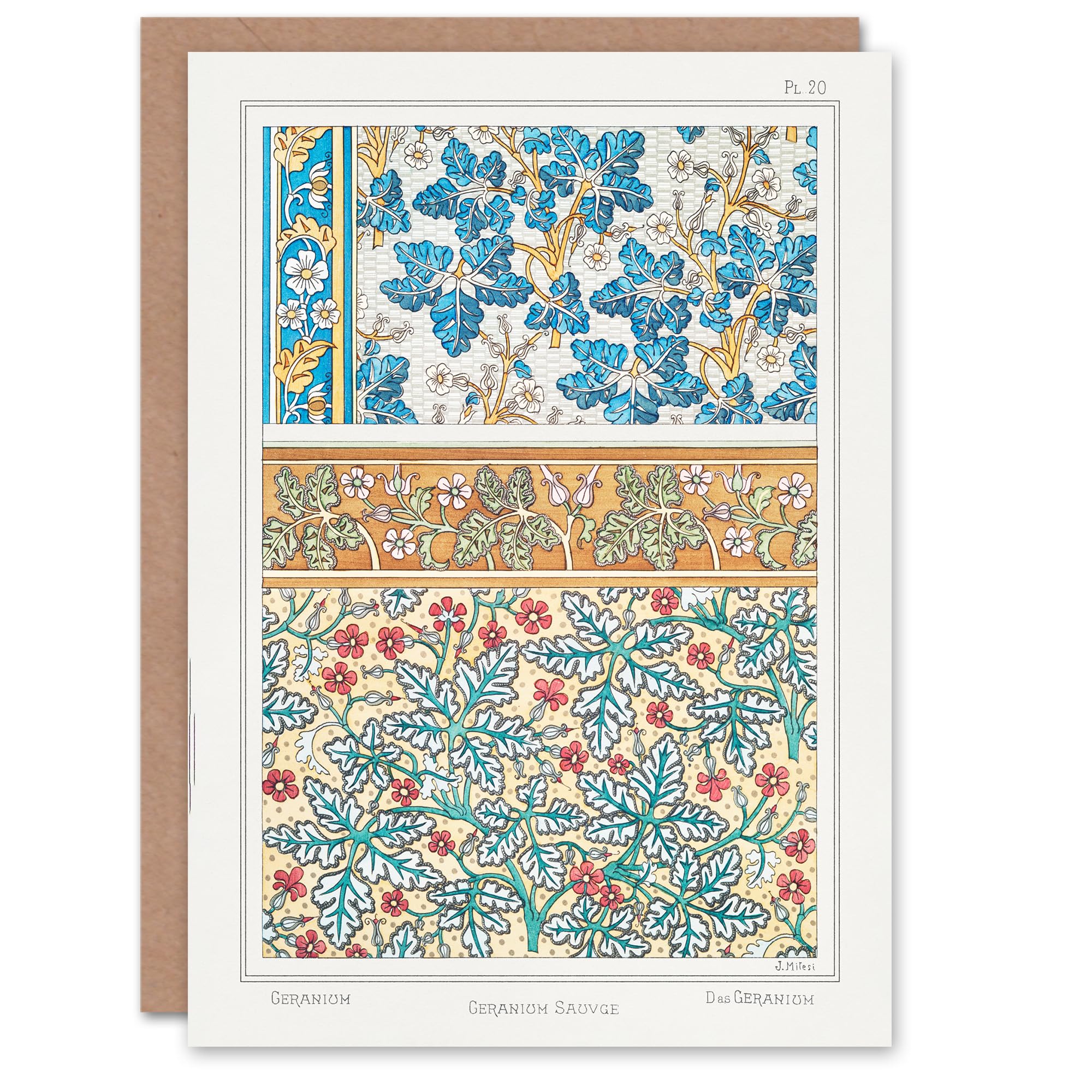 Maurice Pillard Verneuil Art Card Geranium Flower Patterns
