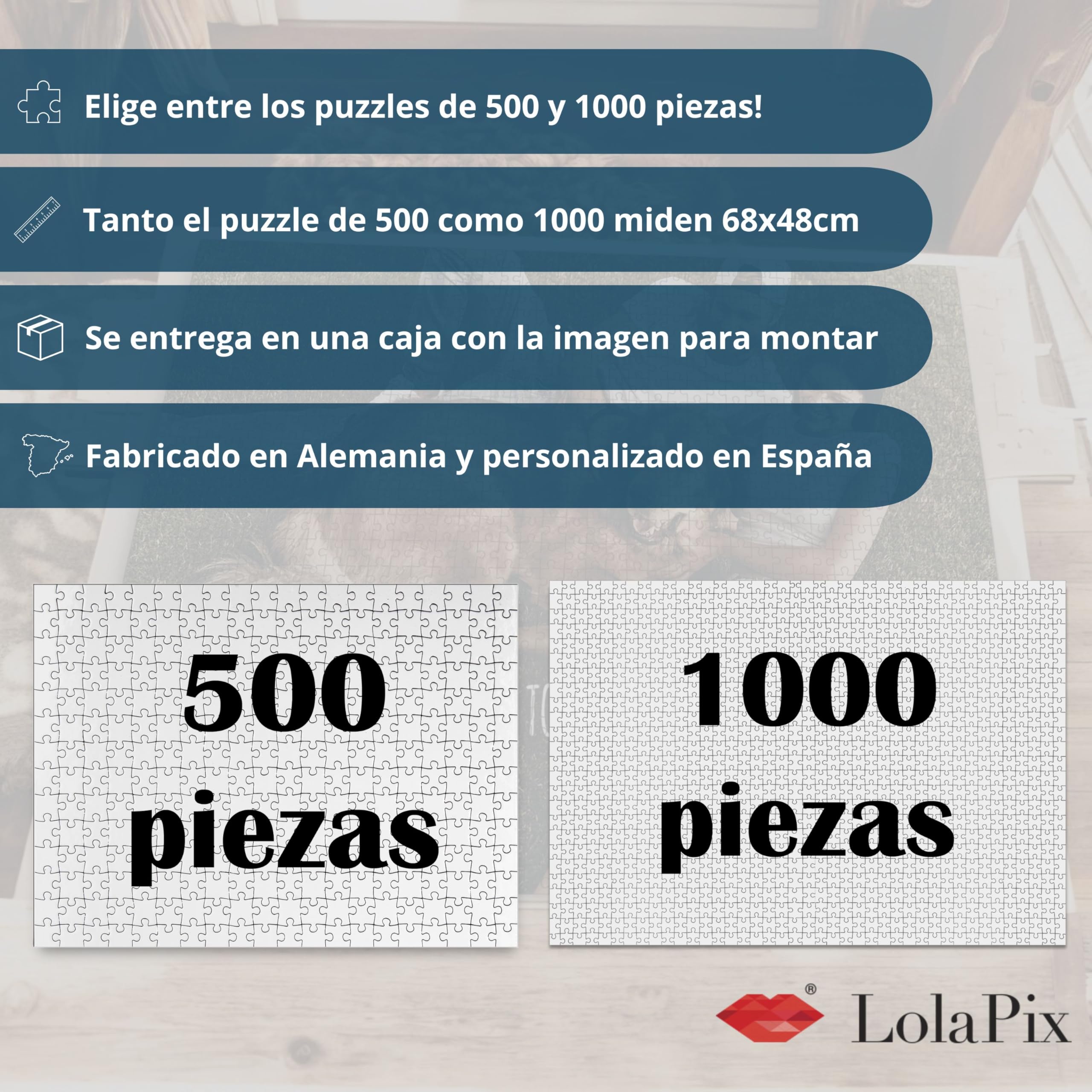 Puzzle Personalizado con Foto 500/1000 Piezas 68x48CM. Puzzles Personalizados con Fotos y Texto. Rompecabezas Personalizado Adultos y Niños. Regalo Día de la Madre. Regalos Originales Mujer y Hombre.
