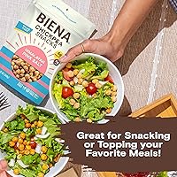 Vista 66 de Biena Aperitivos de garbanzo - Garbanzos tostados crujientes - Aperitivos de proteína vegana alta en fibra para adultos y niños - Paquete de 4