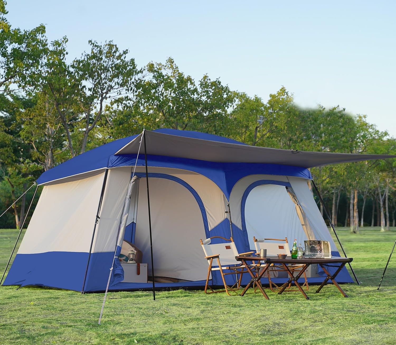 Vidalido Tents，8-10 Person Camping Tent with Extended Vestibule，2 Room Weather Resistant Family Tents，Easy Install Waterproof Outdoor Tent for Camping Hiking