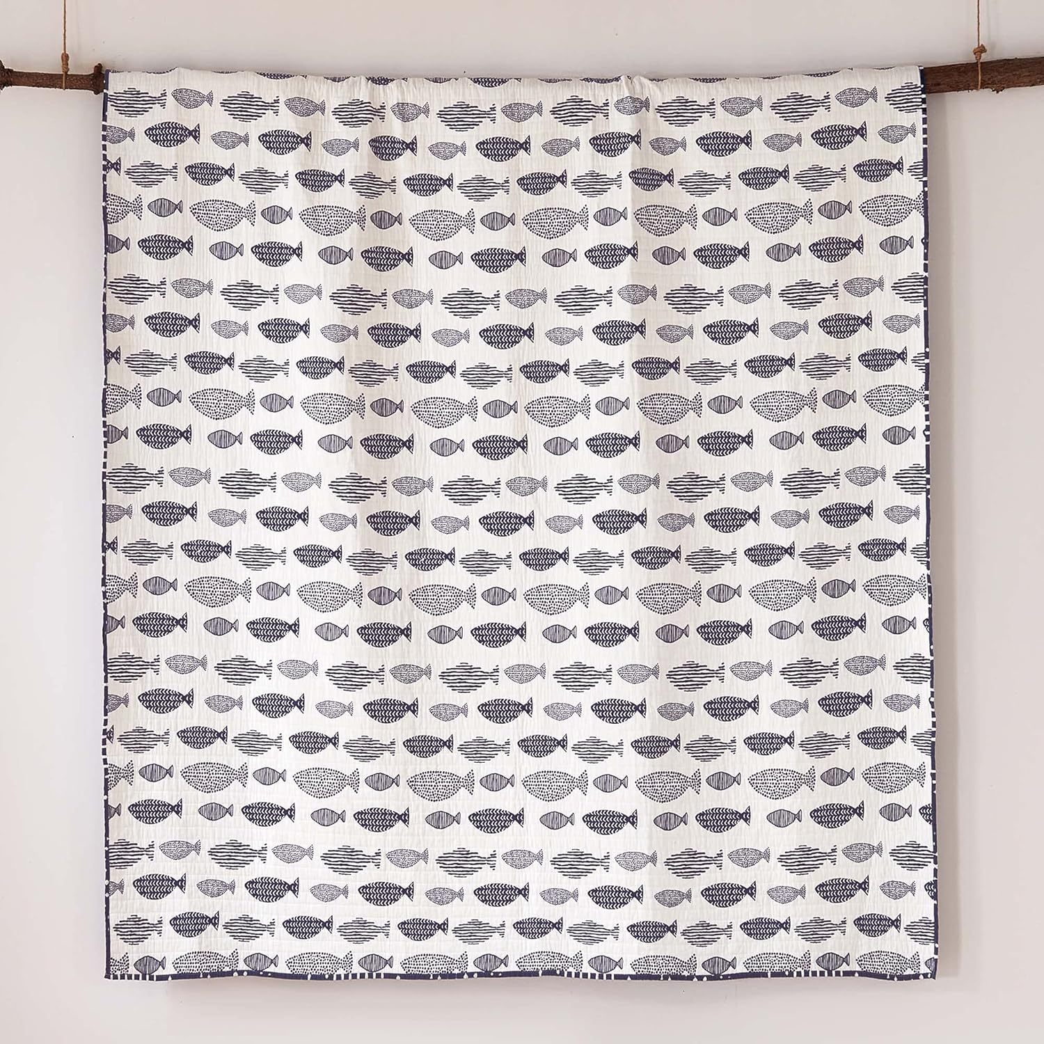 Levtex Home - Bakio Quilt Set - Full/Queen Quilt + Two Standard Pillow Shams - Contemporary Coastal in Navy and White - Quilt Size (88x92in.) and Pillow Sham Size (26x20in.) - Reversible - Cotton - Image 5