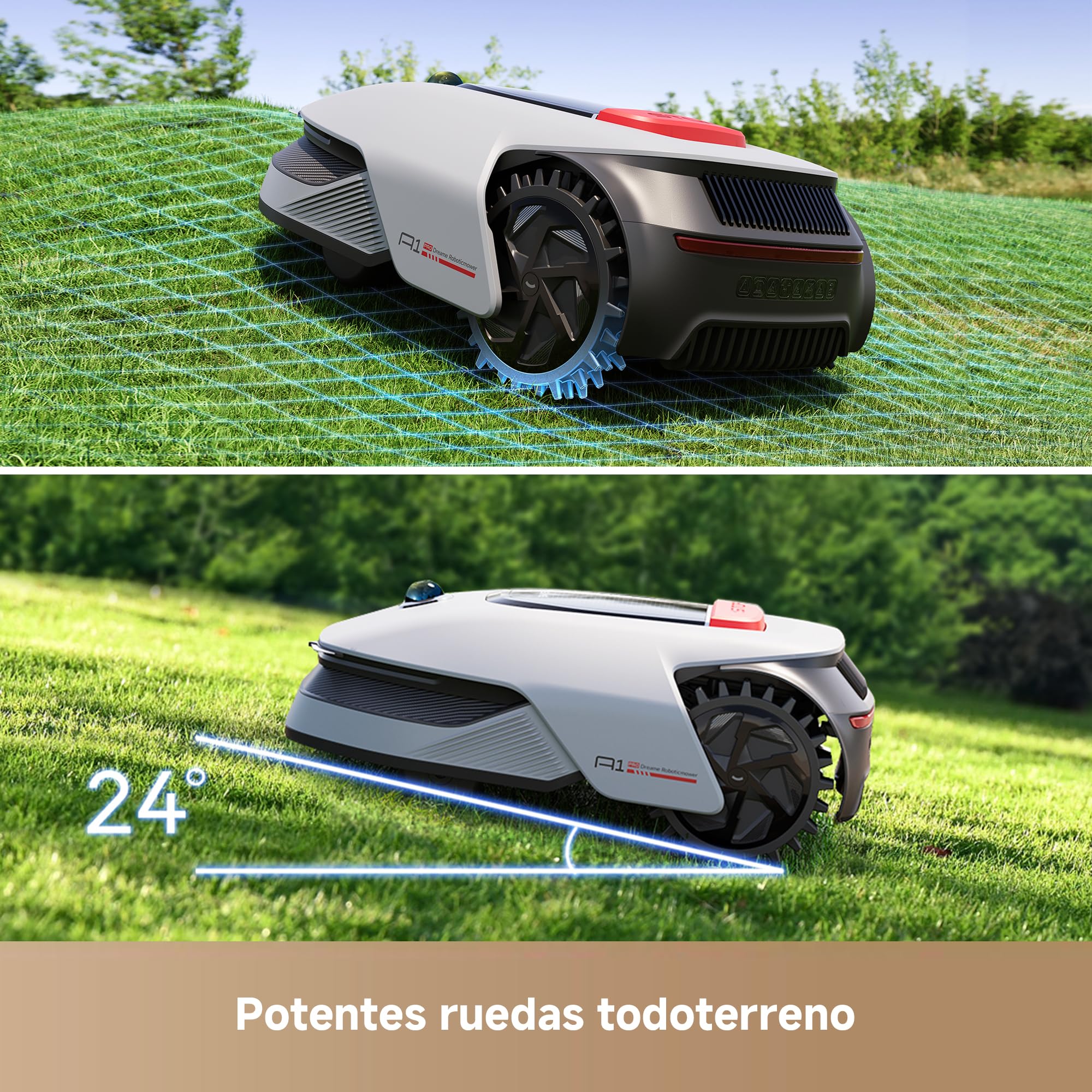DREAME A1 Pro Robot Cortacésped sin Cables Perimetrales, LiDAR 3D de 360°, Recomendado para 2000 m², Control por Aplicación, Gestión Intuitiva de Zonas, Detección Inteligente de Obstáculos