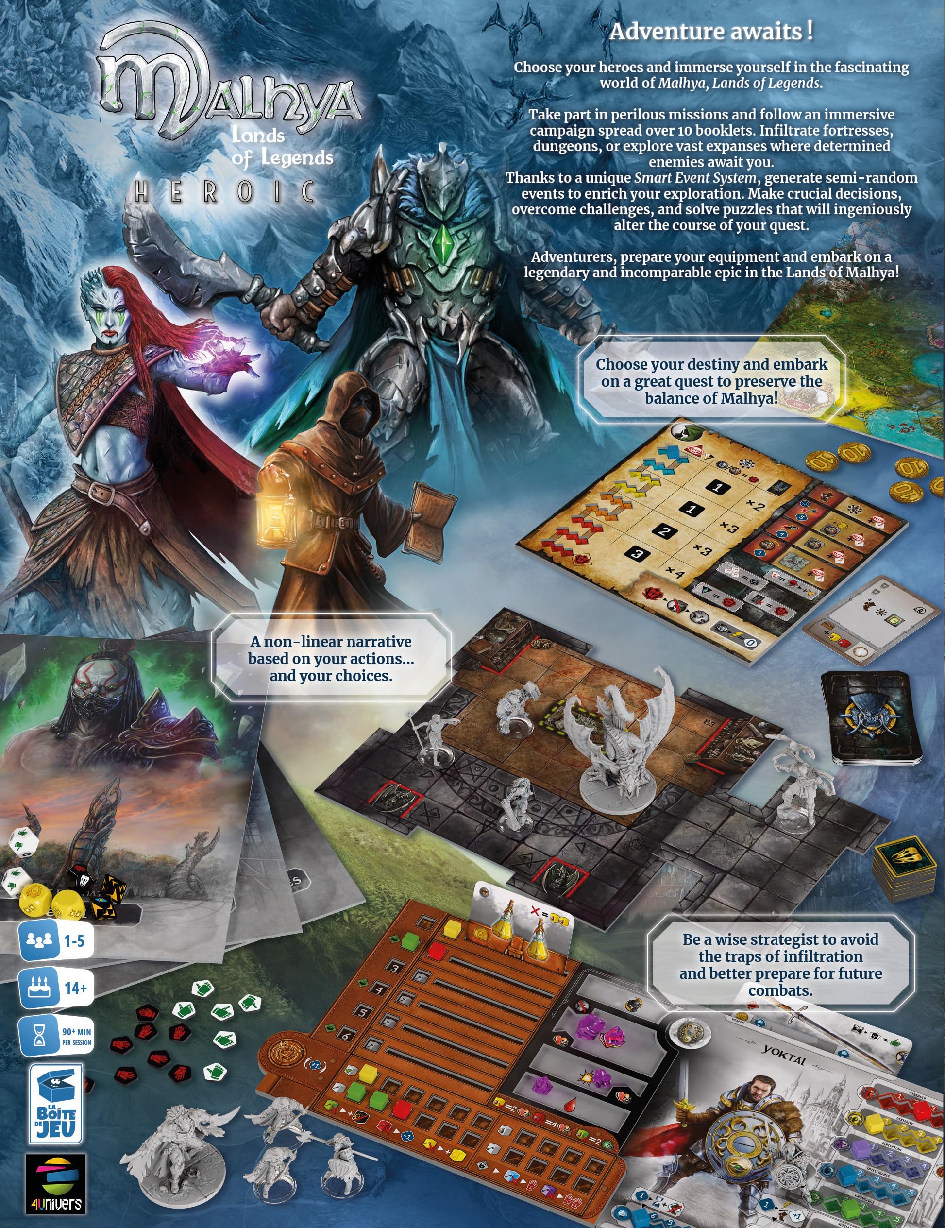 Malhya: Lands of Legends – Jeu de Société Coopératif Narratif | 1 à 5 Joueurs | Aventure Fantasy Épique | La Boîte de Jeu - Blackrock Games