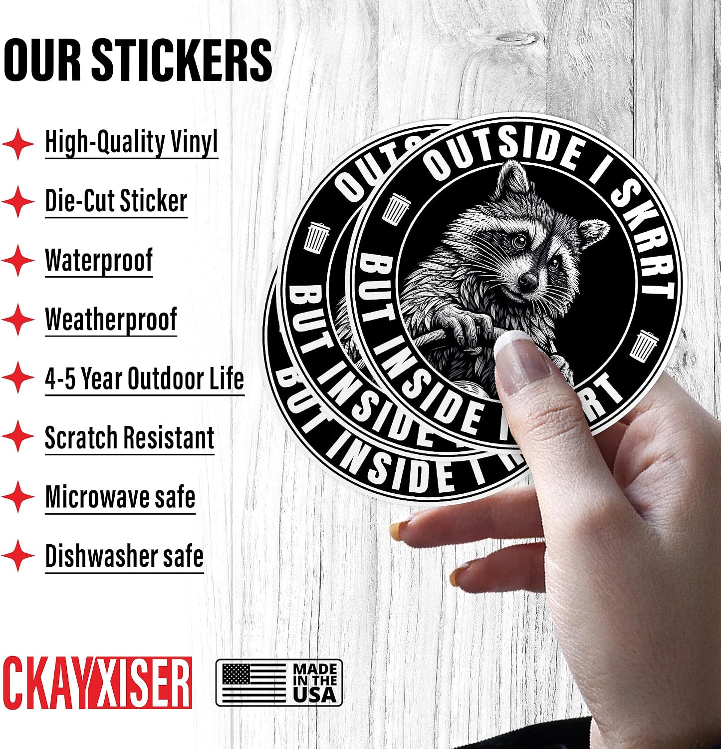 (3Pcs) Outside I Skrrt But Inside I Hurt Raccoon Driving Sticker 2" Funny Raccoon Sticker Waterproof Vinyl Sticker for Laptop, Water Bottle, Tumbler, Accessory Gifts for Her Him 2 Inches image 4