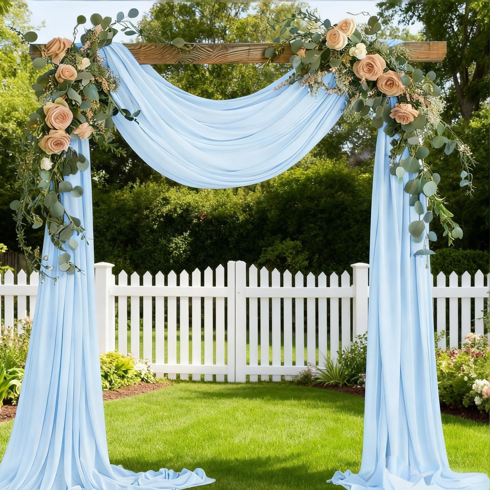 Sky Blue Wedding Arch Draping Fabric Glitter 1 Panel 29" × 240"
