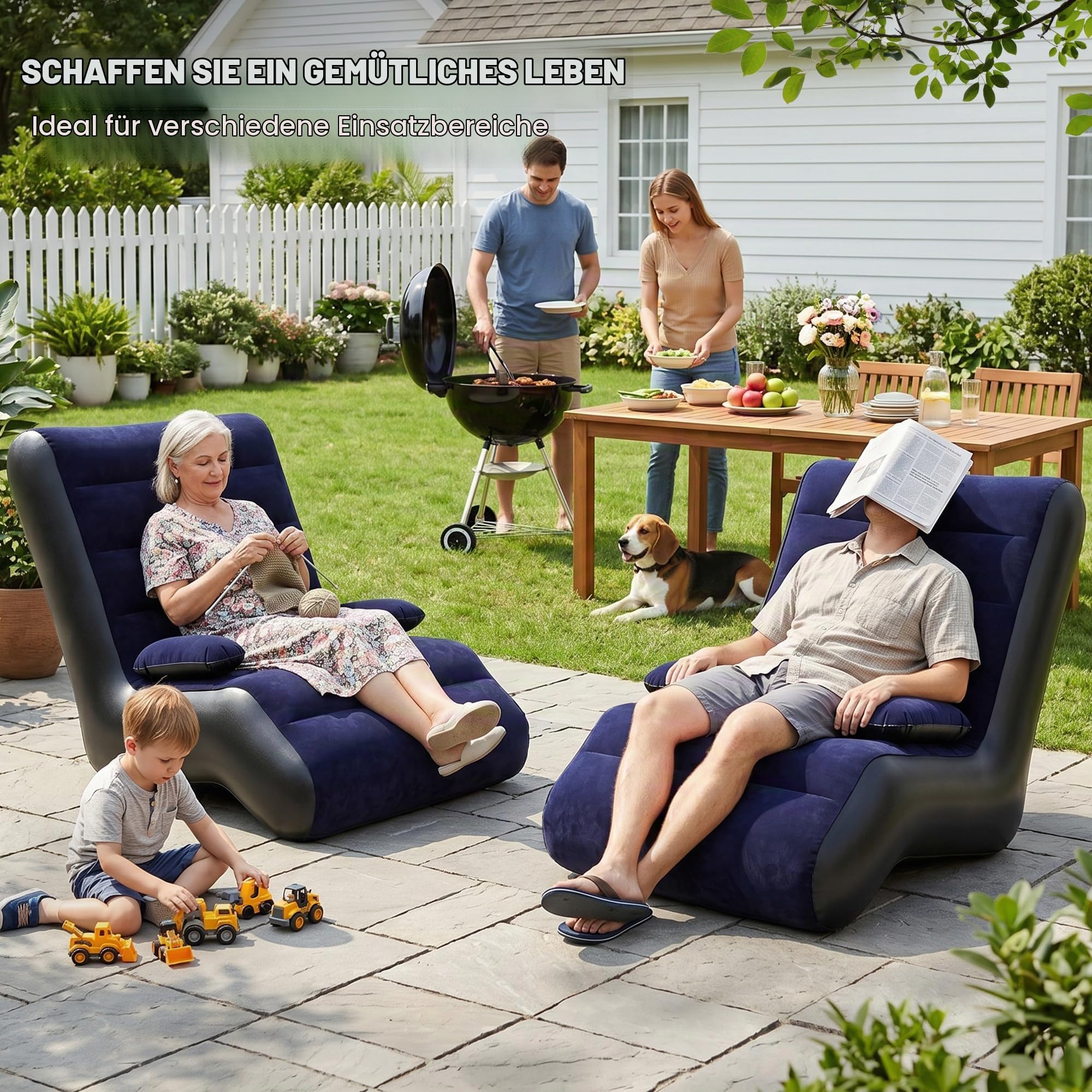 KingSom Aufblasbares Sofa, Aufblasbare Couch Größe mit Armlehne, Camping Sofa Aufblasbares Luftsofa, Wasserdichter Beflockte Oberfläche Aufblasbarer Sessel Outdoor, Tragbare Couch Aufblasbar Indoor