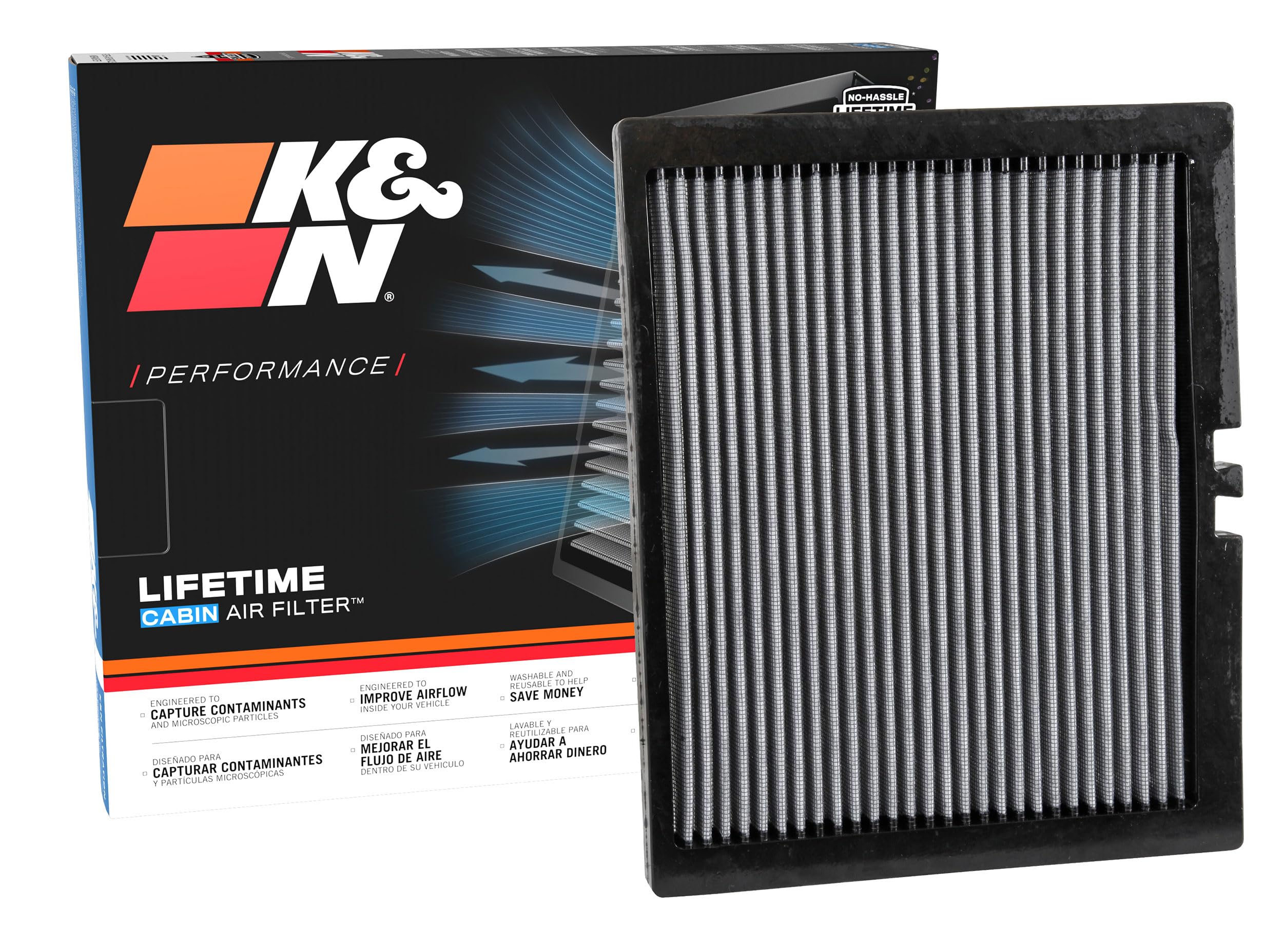 K&N LIFETIME Cabin Air Filter: Premium, Washable, Clean Air for your Cabin: Compatible with 2013-2024 Ford/Lincoln: Edge, Fusion, Continental, MKZ, Nautilus, VF2050