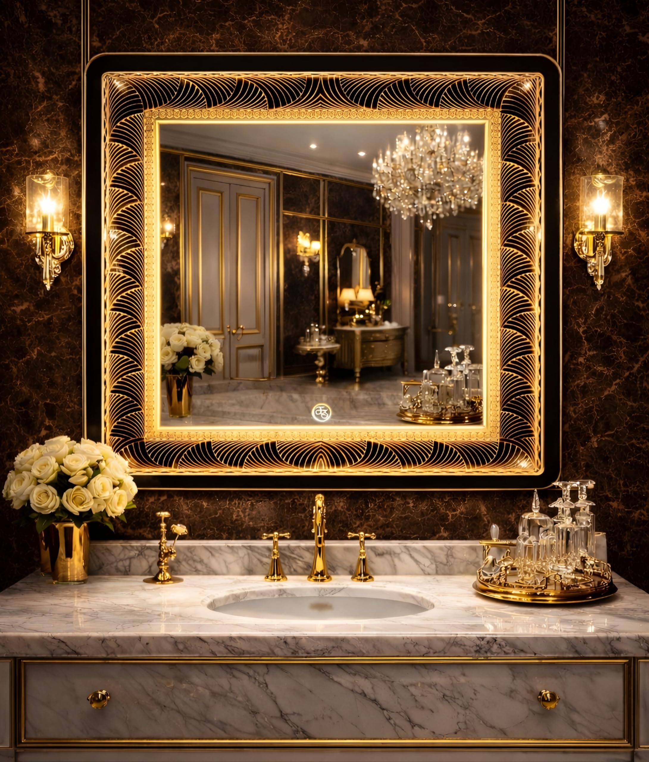 LED Mirror with Touch Sensor, Wall Mount, 3 Colour Warm/Cool/Natural, 18 X 18 Inches for Bathroom and washbasin-image-47
