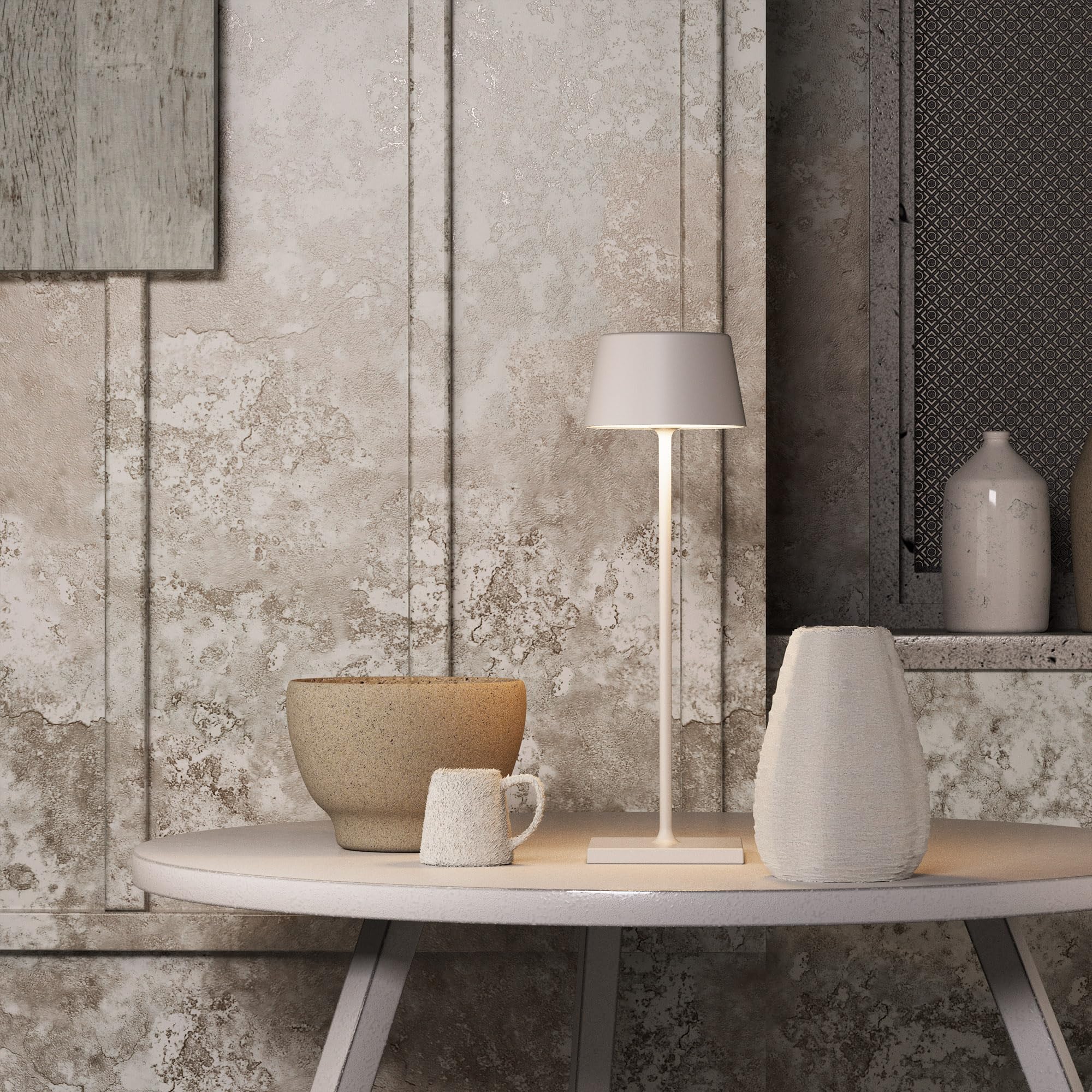 Palmina 842,lampade da tavolo senza fili,lampade da tavolo ricaricabili E Dimmerabile In Alluminio,abat jour senza fili 4400mah,Protezione IP54,luce da tavolo esterno/Interno/Bianco
