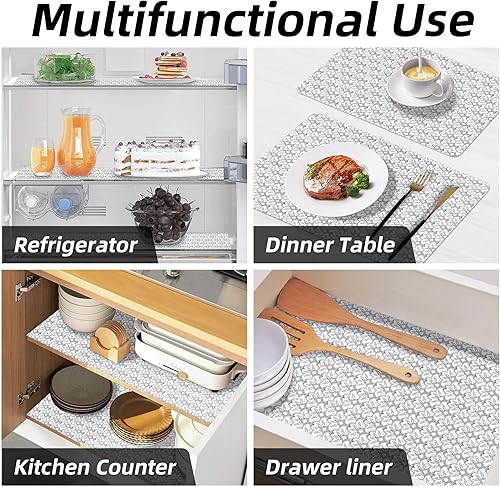 Miniatura 8 de Revestimiento floral para cajones y estantes de 18 pulgadas de ancho x 96 pulgadas de largo, no adhesivo, agarre fuerte, antideslizante, para