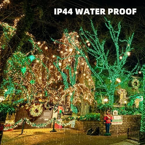 Vista 33 de TW SHINE Mini cadena de luces de Navidad, 20 pies, 100 unidades, incandescentes, mini luces de árbol de Navidad, impermeables, para exteriores, Rojo